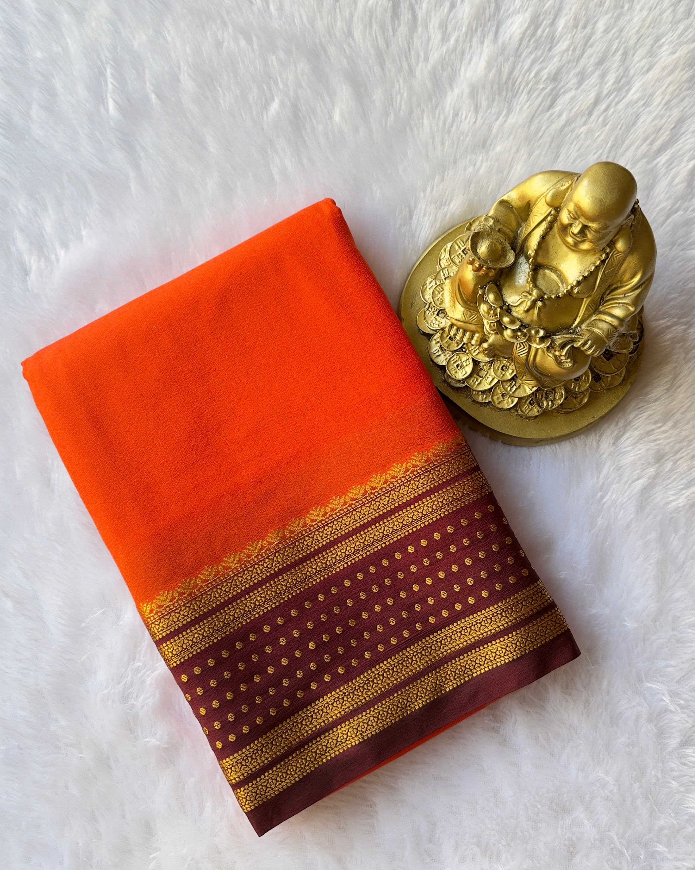 Semi Mysore Silk with Butta border Contrast