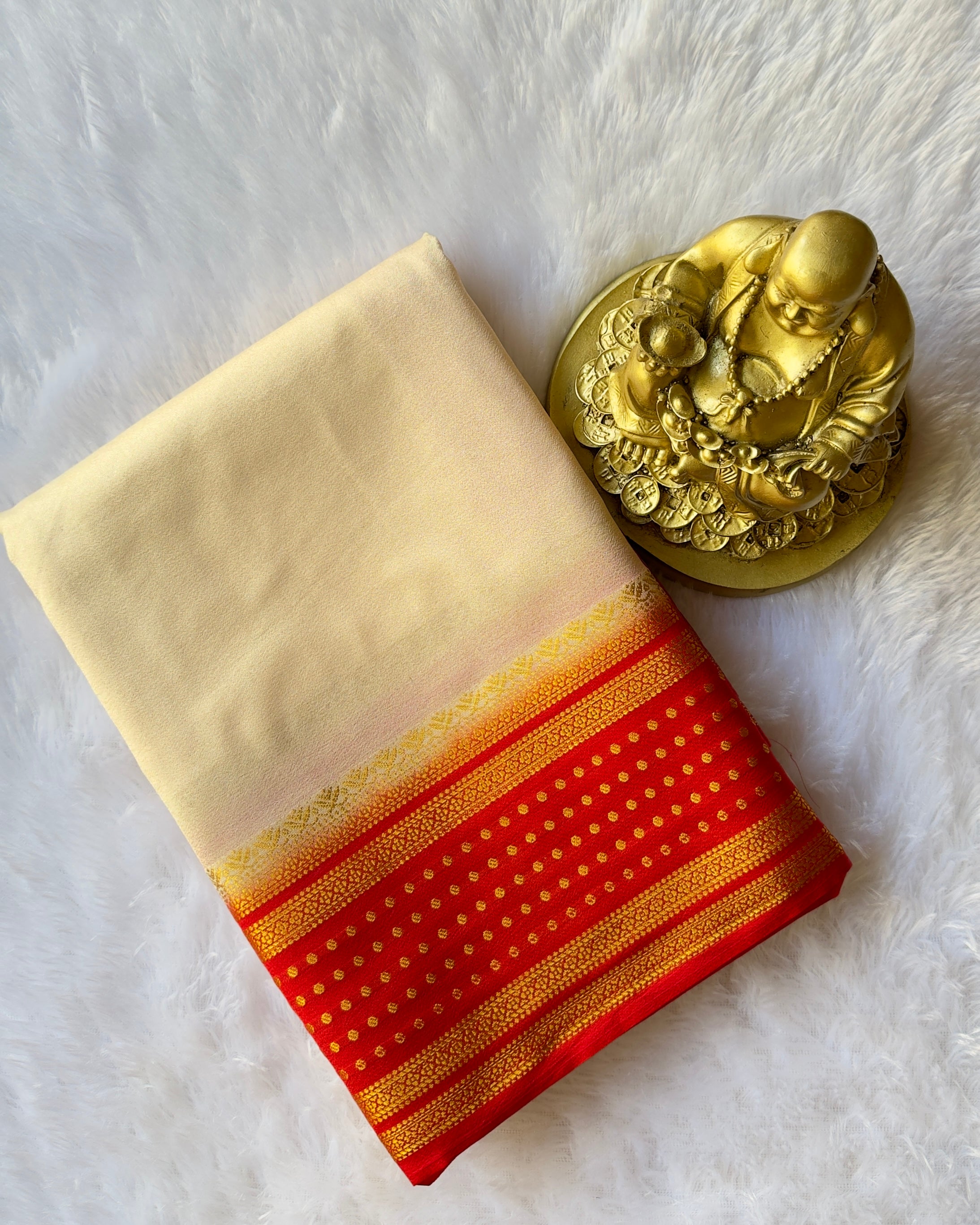 Semi Mysore Silk with Butta border Contrast