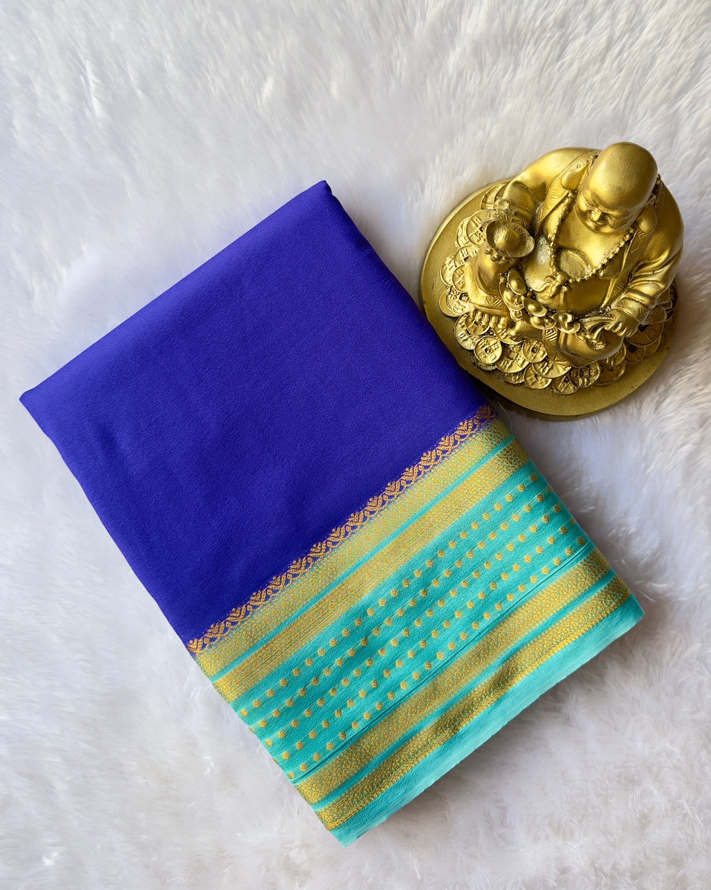Semi Mysore Silk with Butta border Contrast