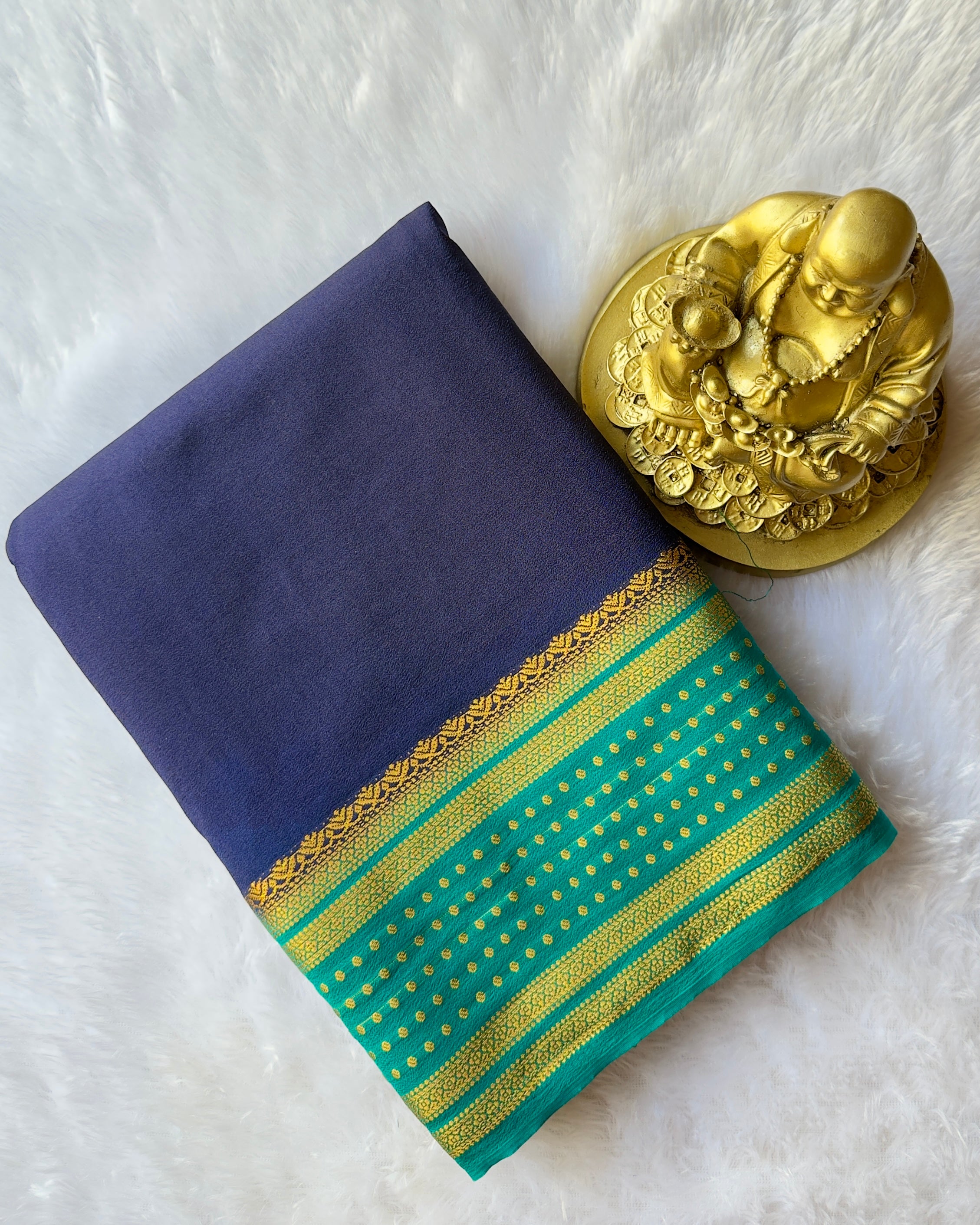 Semi Mysore Silk with Butta border Contrast