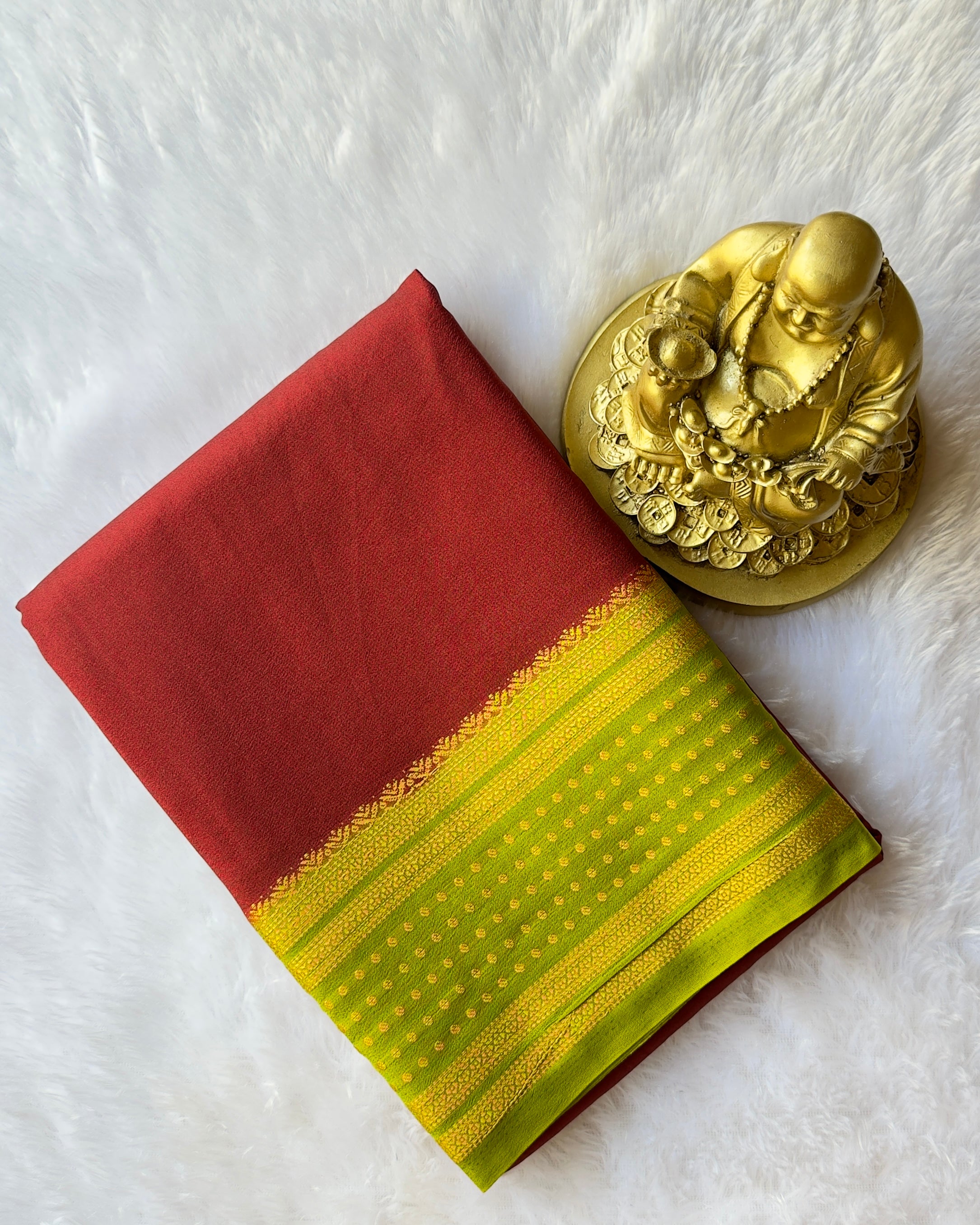 Semi Mysore Silk with Butta border Contrast