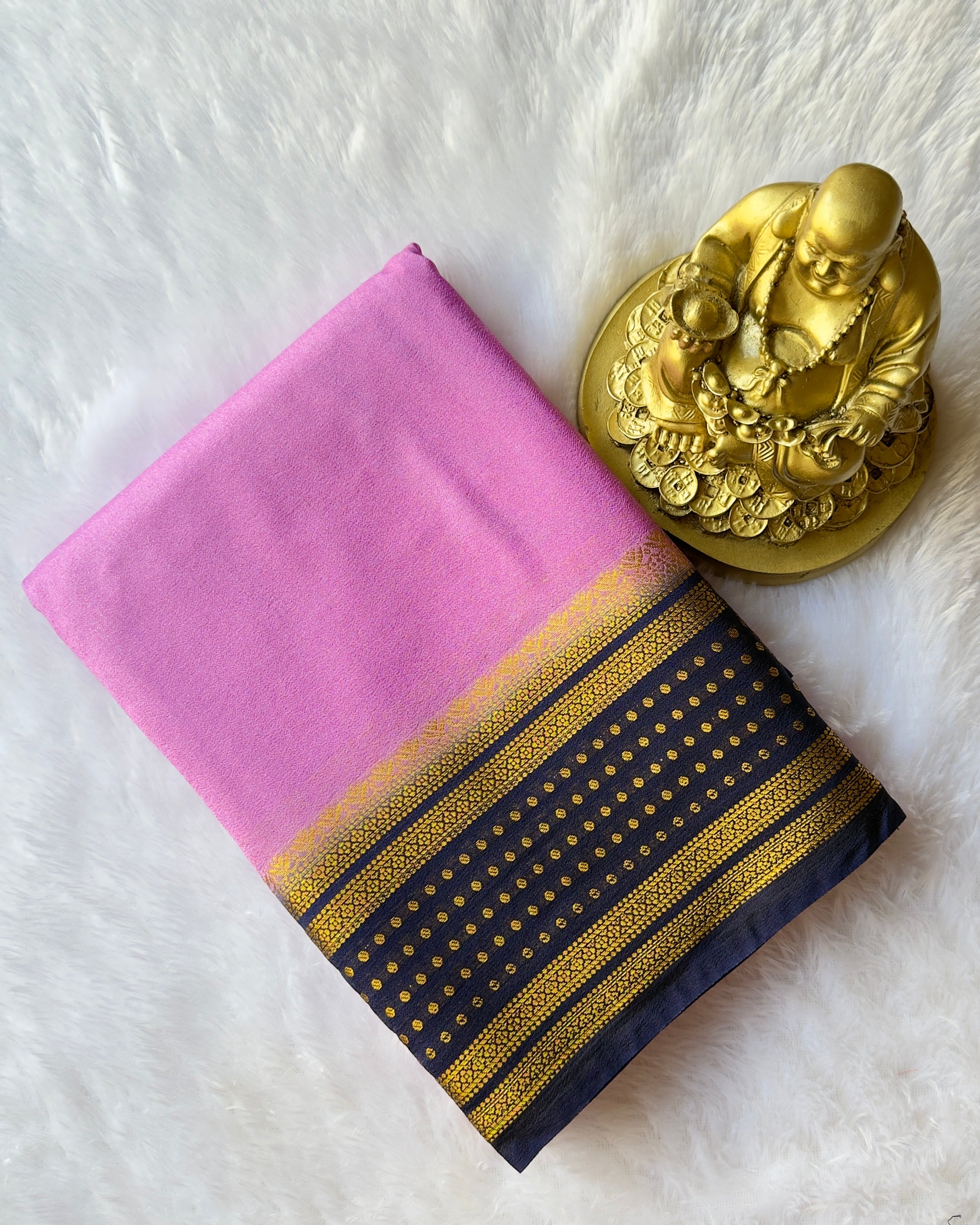 Semi Mysore Silk with Butta border Contrast