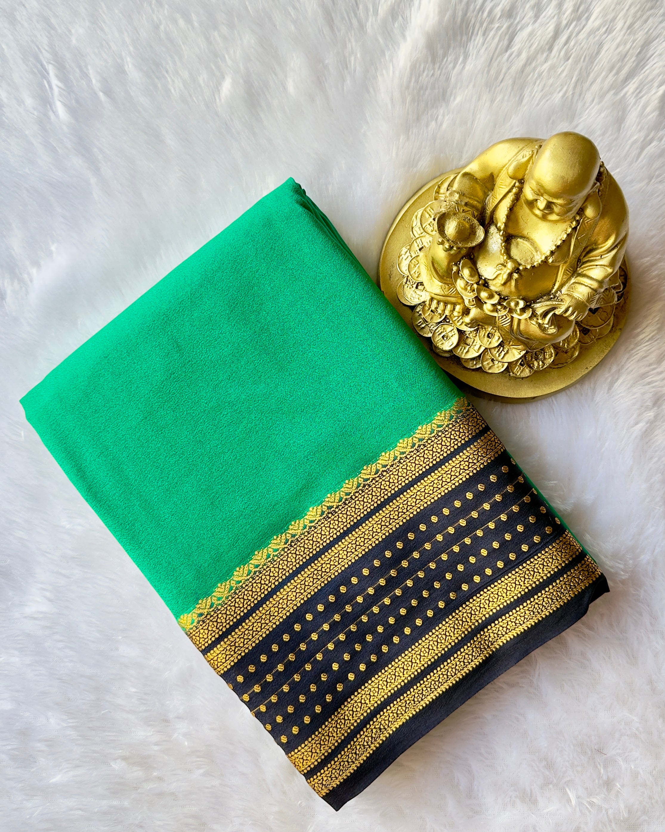 Semi Mysore Silk with Butta border Contrast