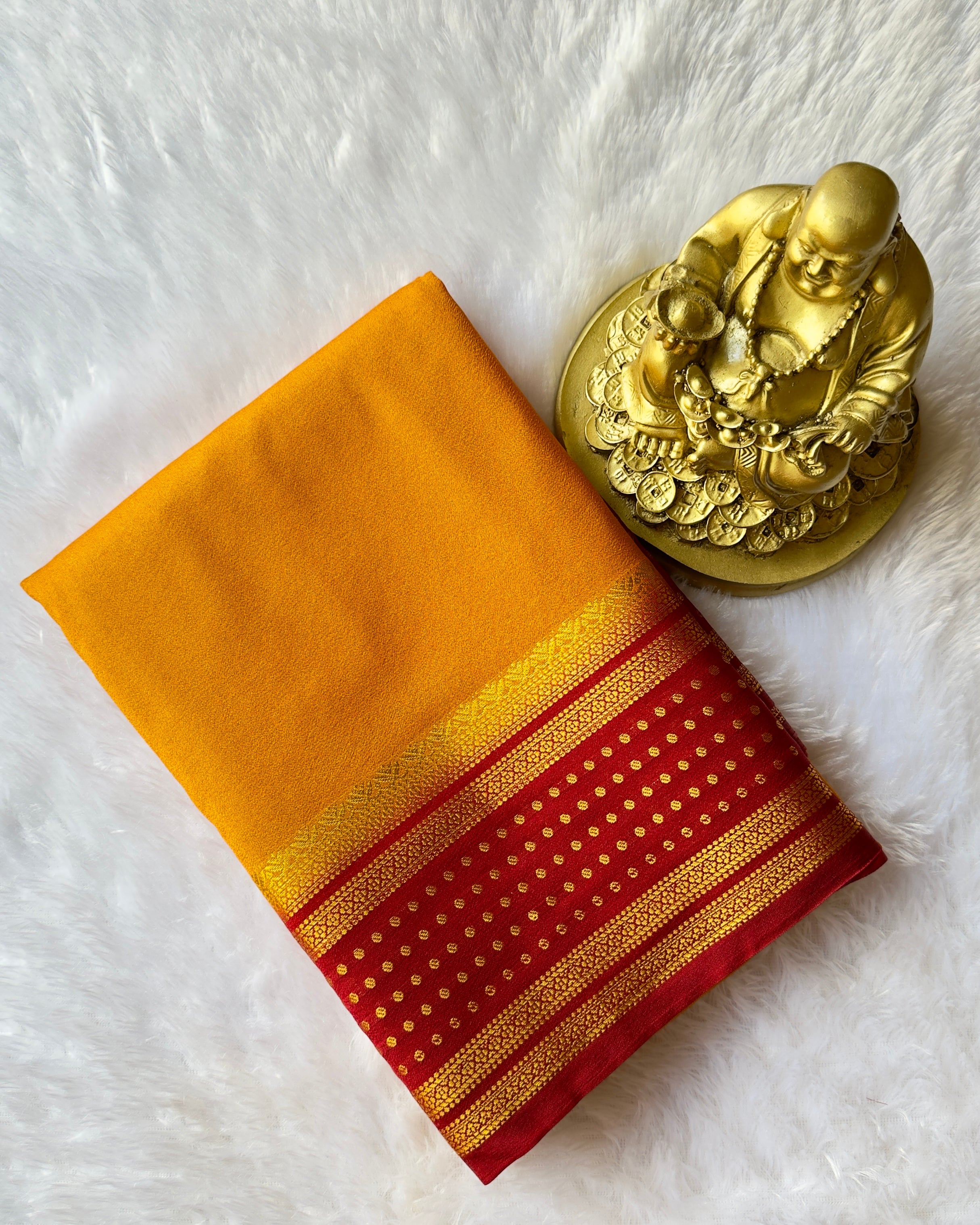 Semi Mysore Silk with Butta border Contrast
