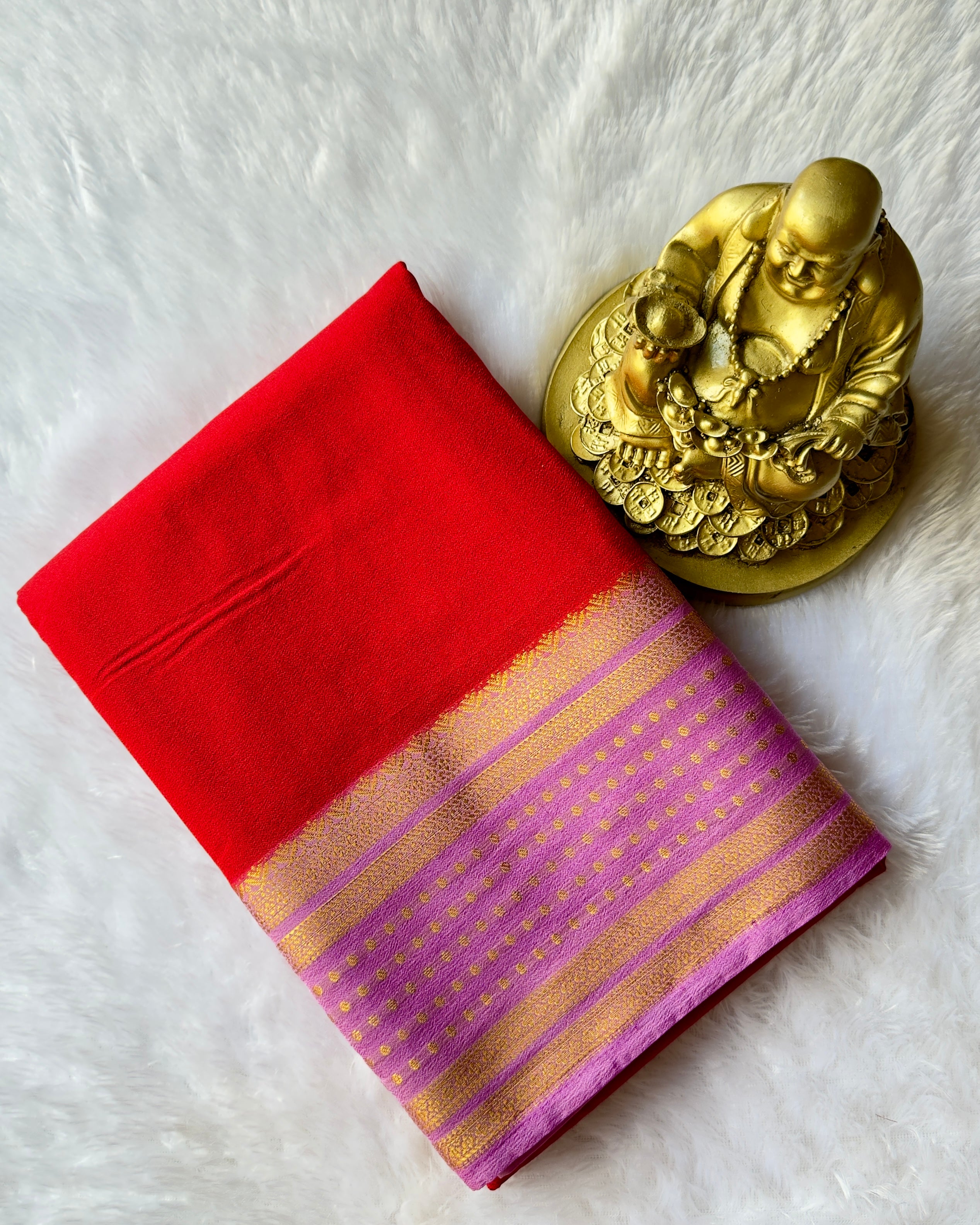 Semi Mysore Silk with Butta border Contrast