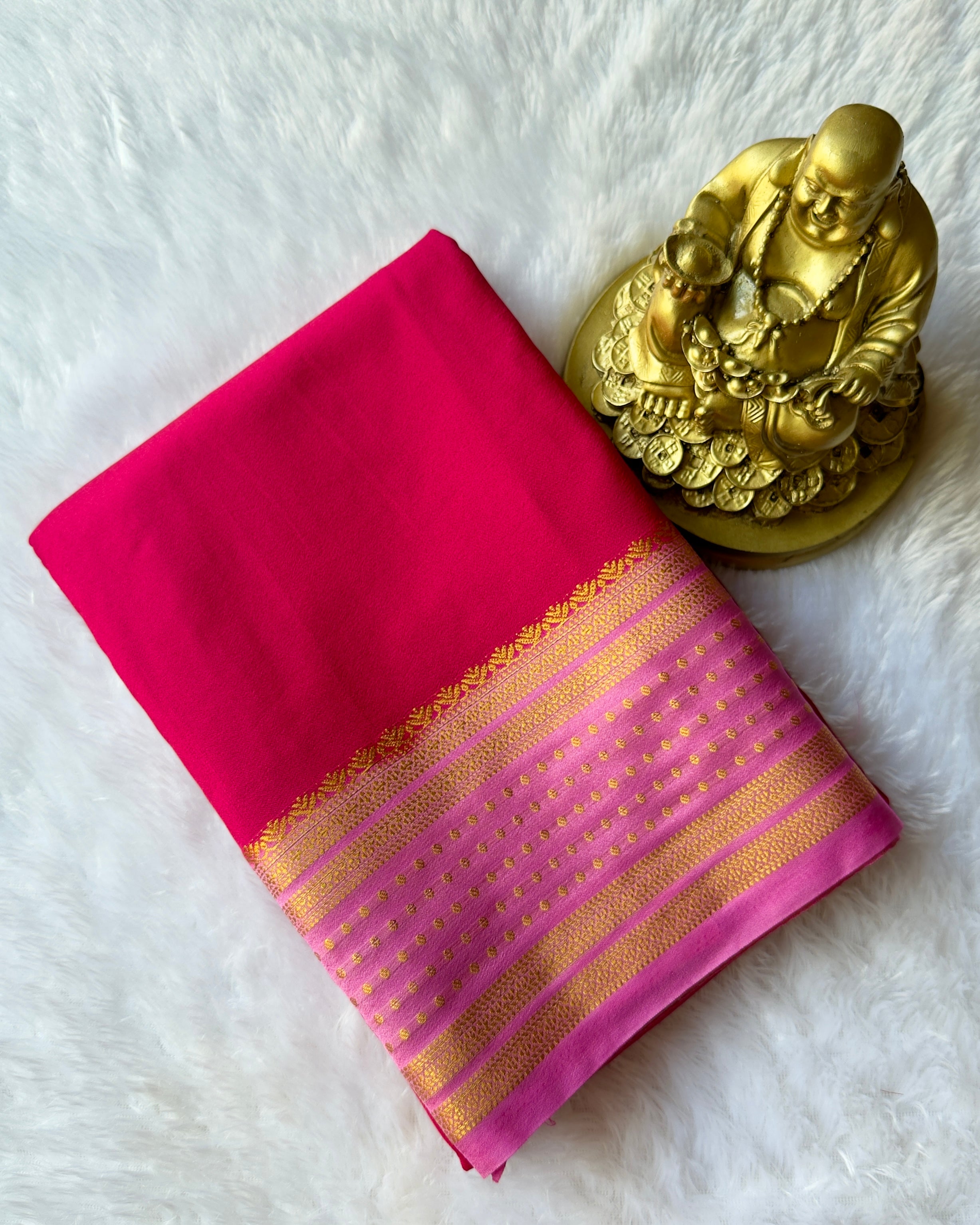 Semi Mysore Silk with Butta border Contrast