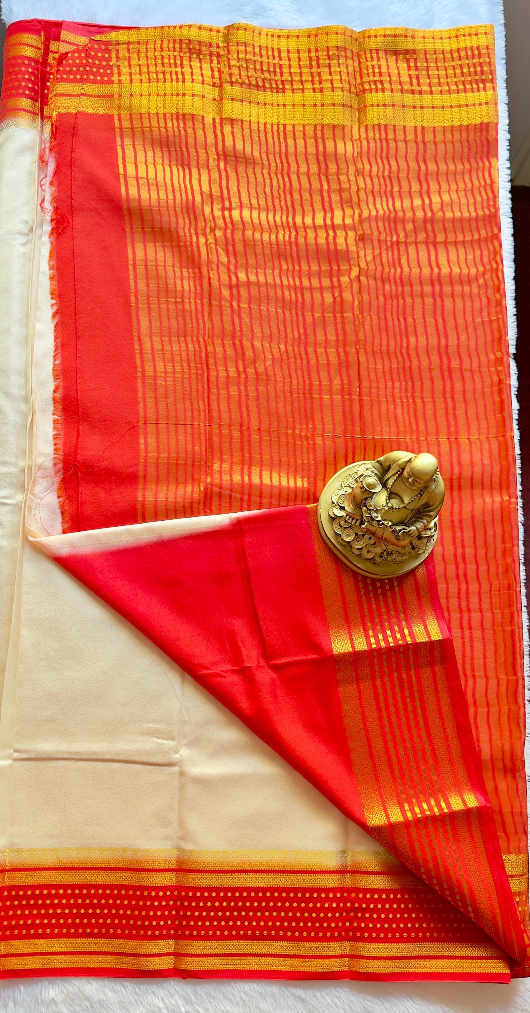 Semi Mysore Silk with Butta border Contrast
