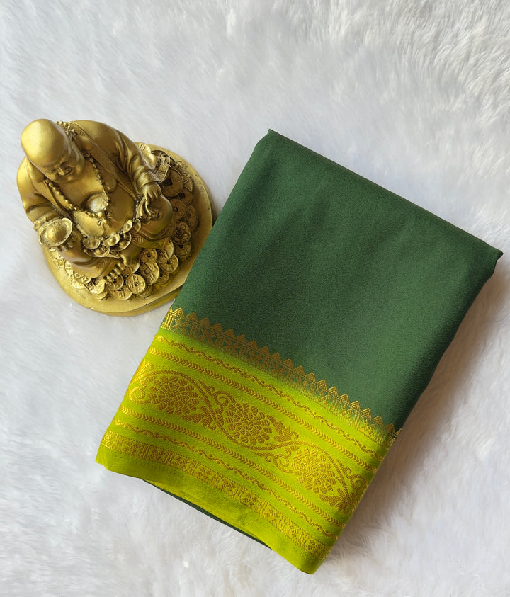 Semi Mysore Silk with Flower border Contrast