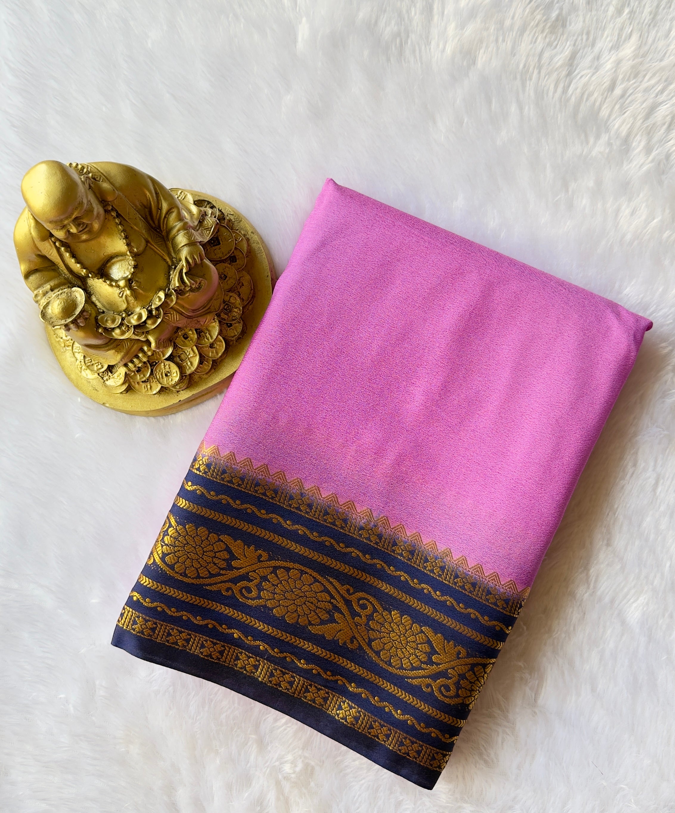 Semi Mysore Silk with Flower border Contrast