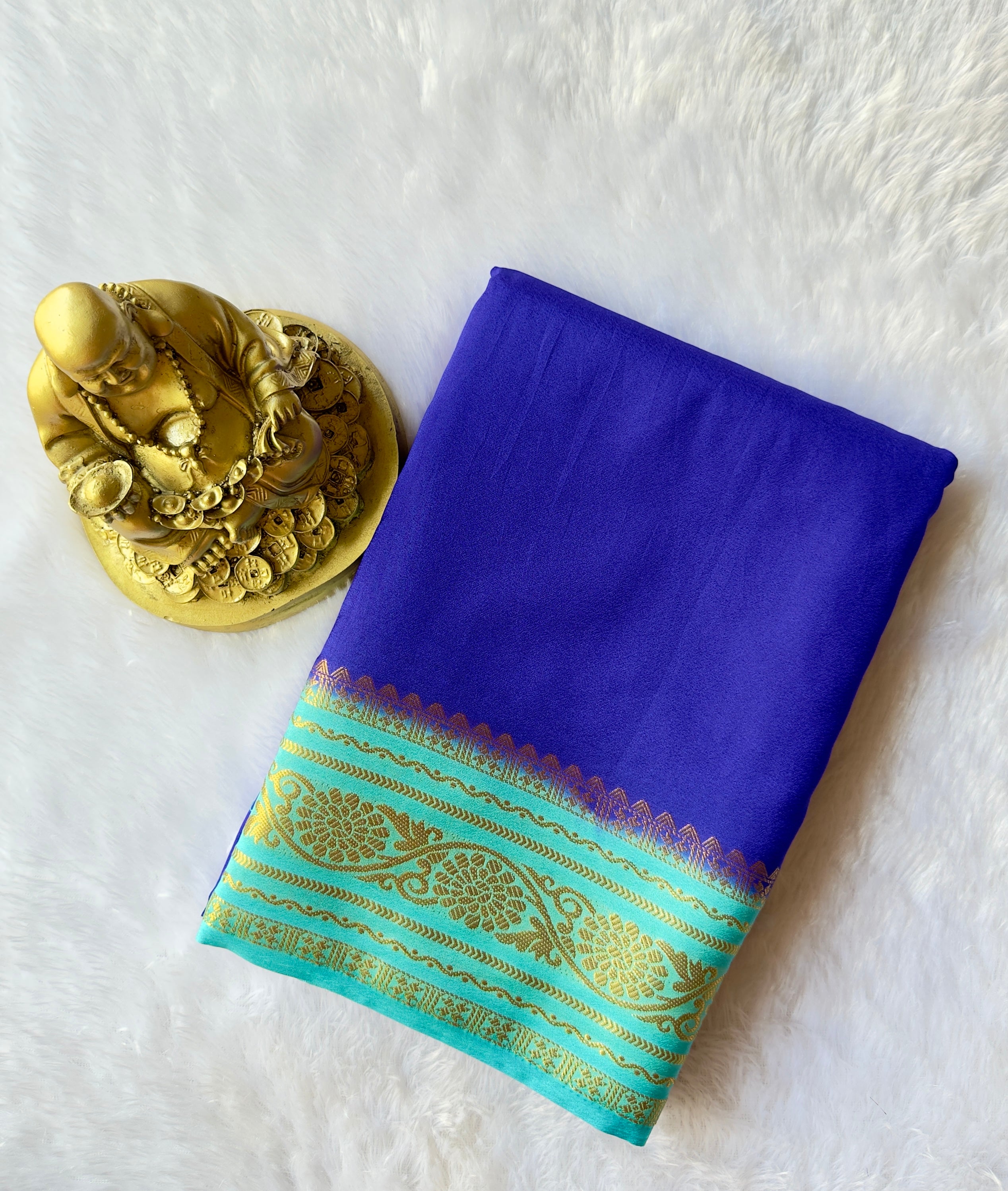 Semi Mysore Silk with Flower border Contrast