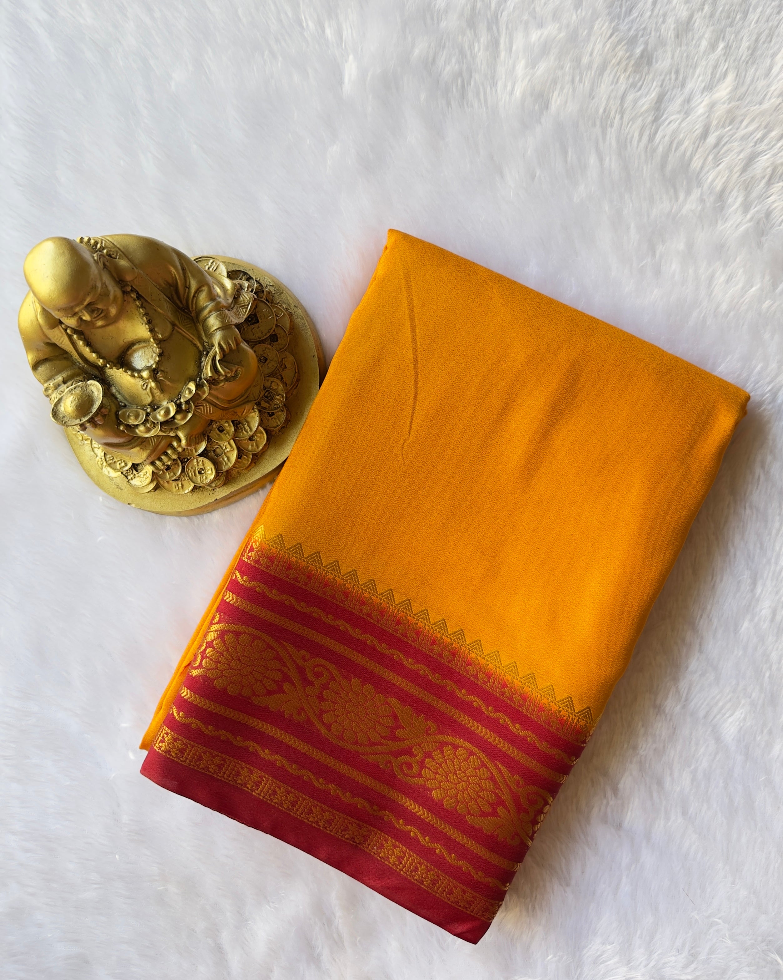 Semi Mysore Silk with Flower border Contrast