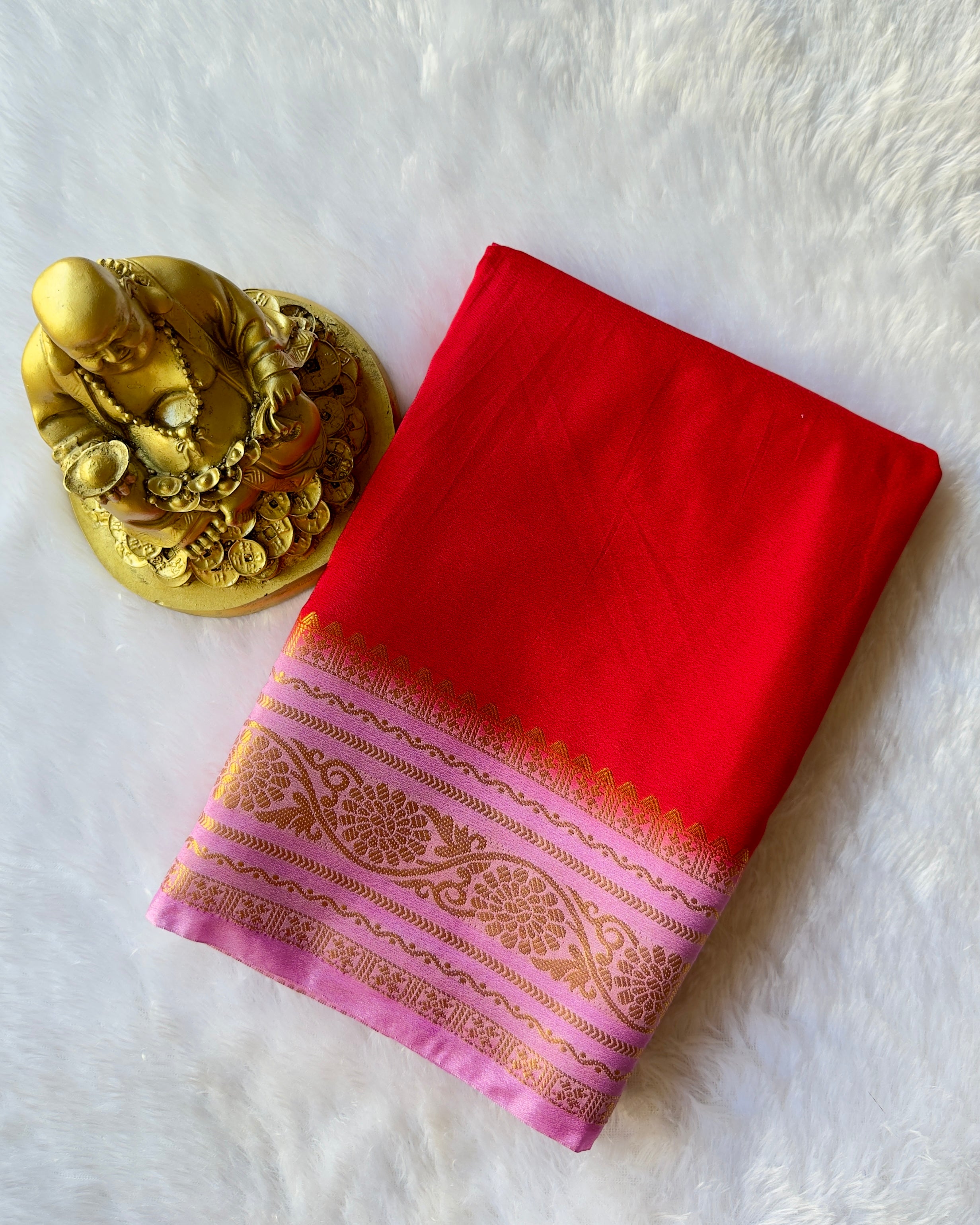Semi Mysore Silk with Flower border Contrast