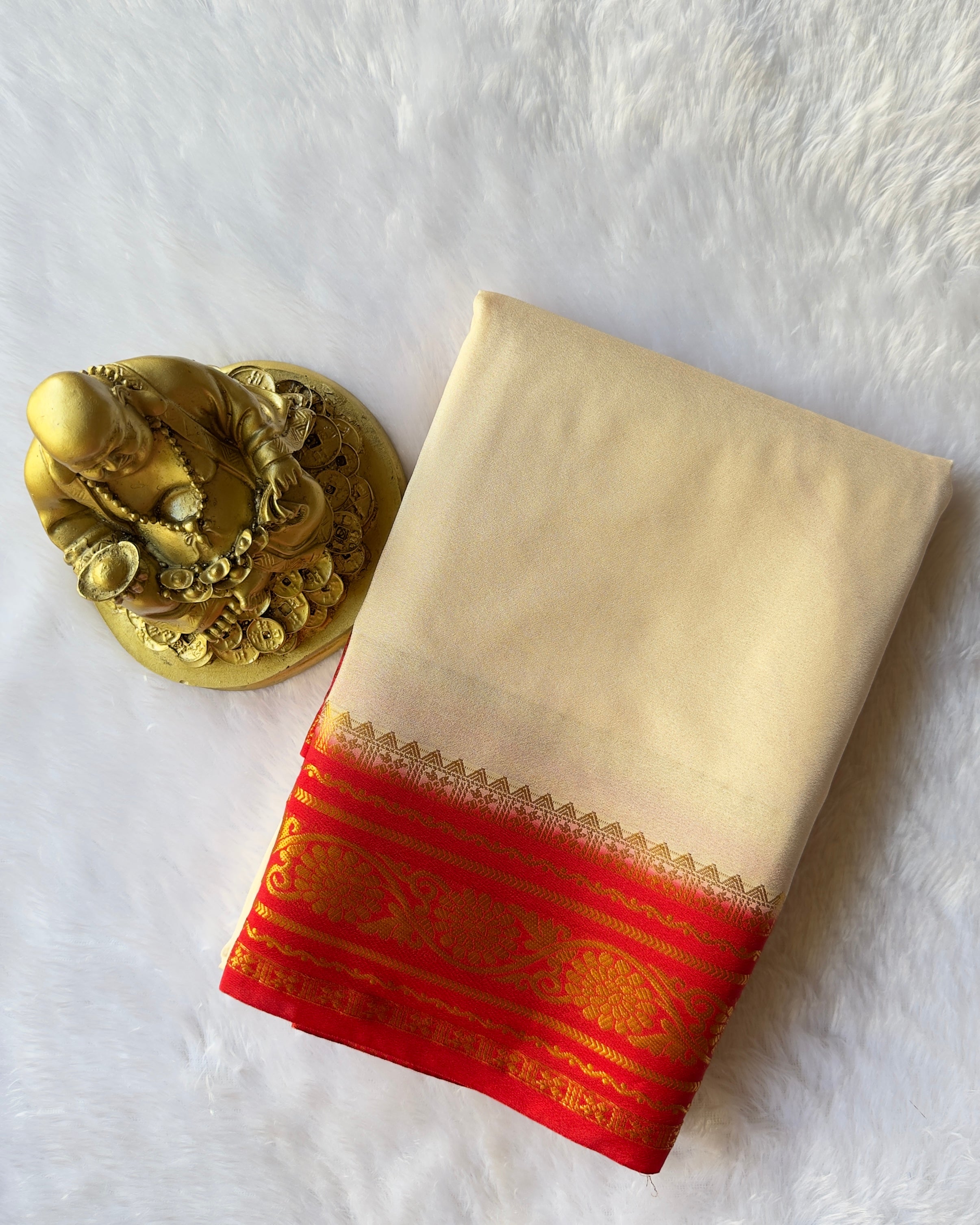Semi Mysore Silk with Flower border Contrast