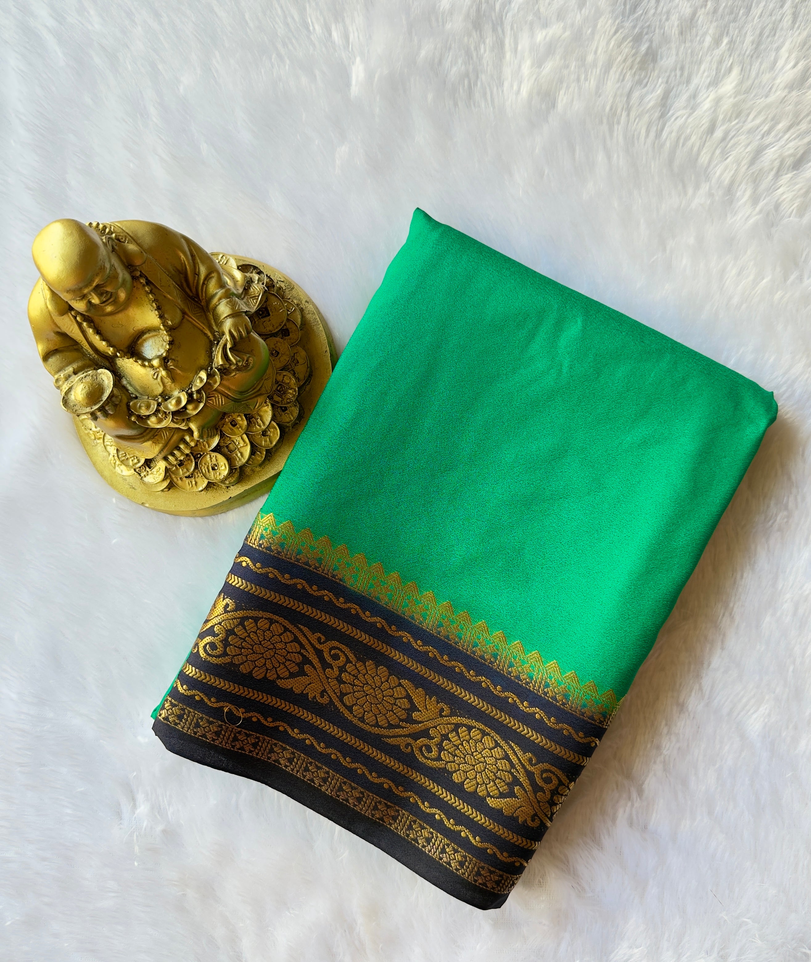 Semi Mysore Silk with Flower border Contrast