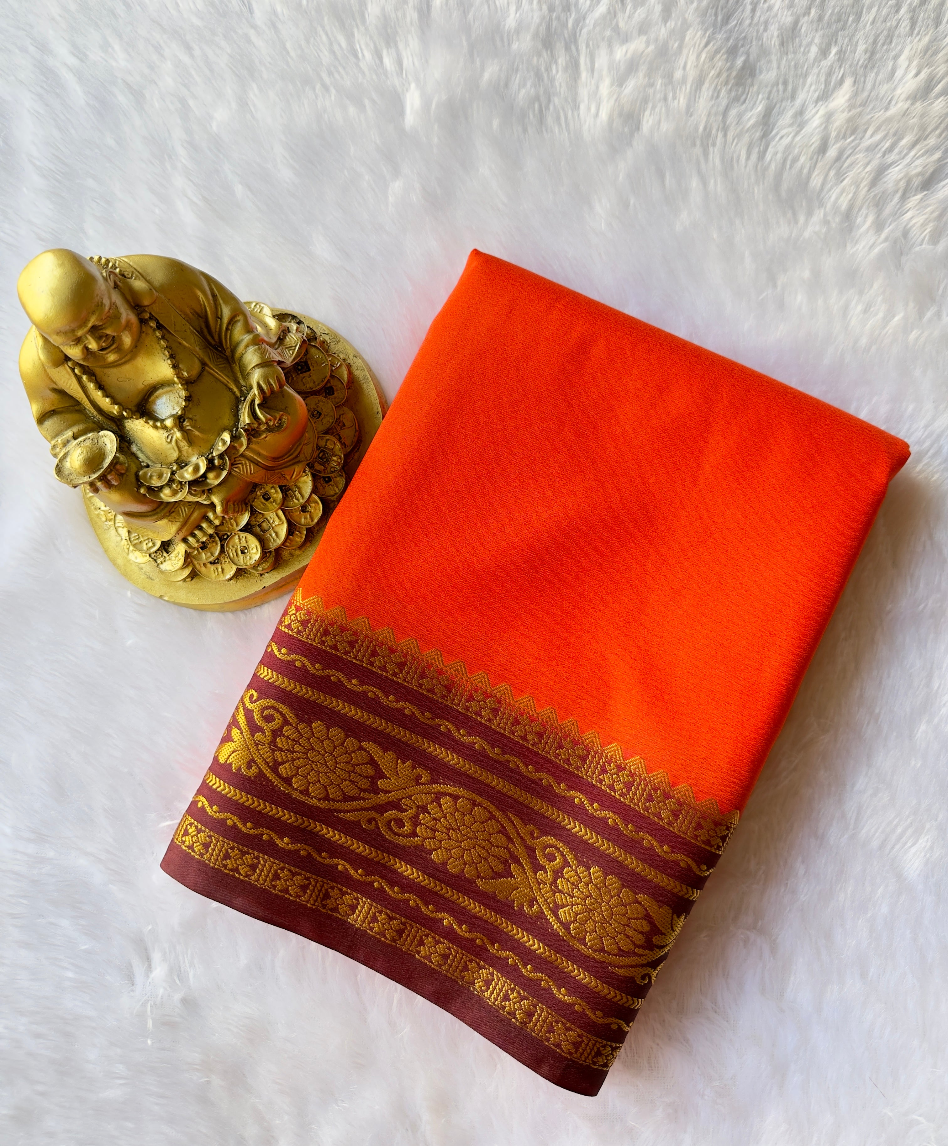 Semi Mysore Silk with Flower border Contrast