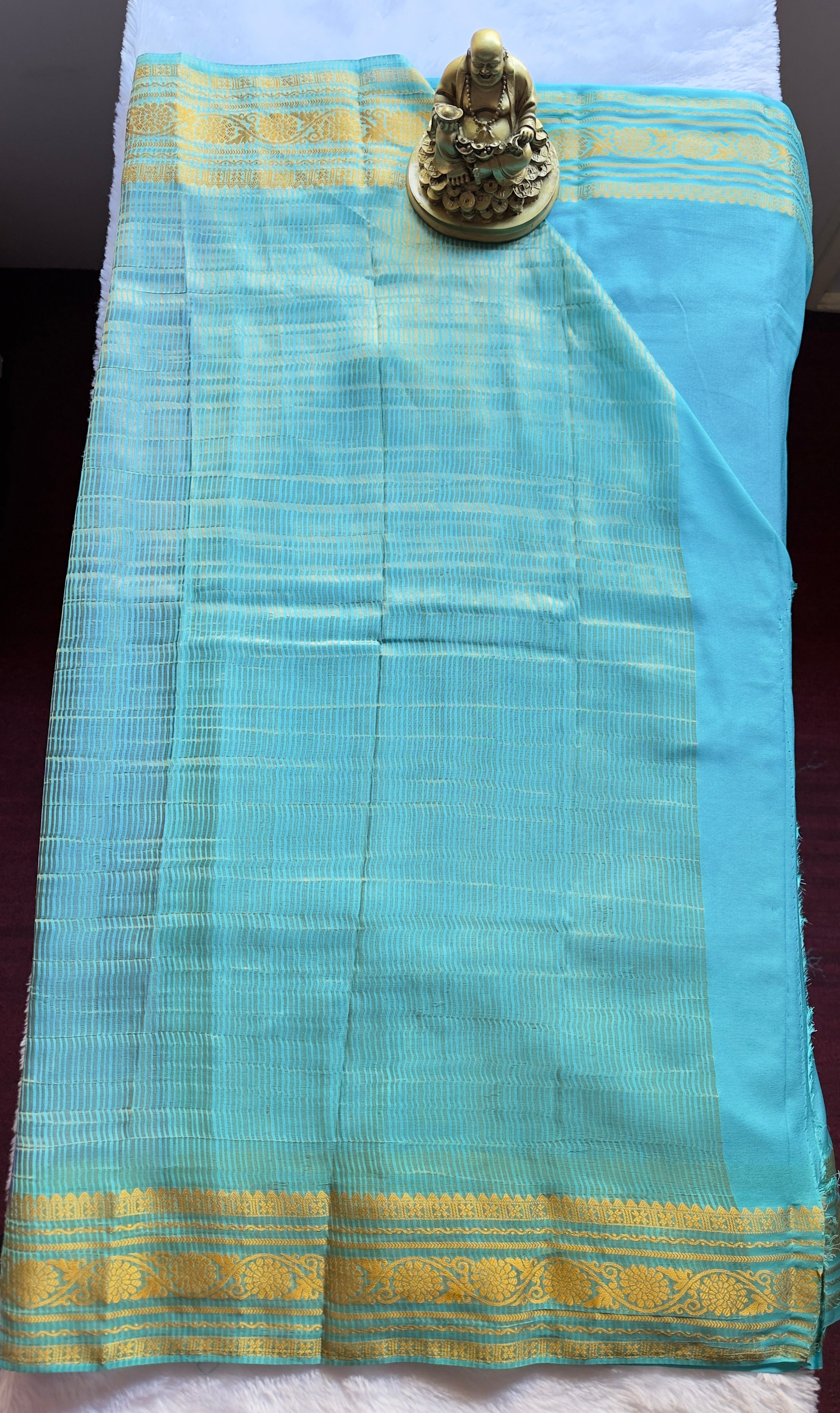 Semi Mysore Silk with Flower border Contrast