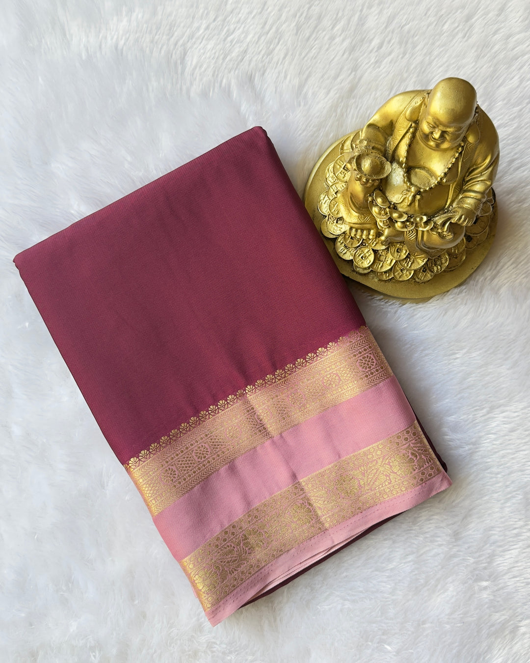 Semi Mysore Silk with Checked Floral Bentex border Contrast