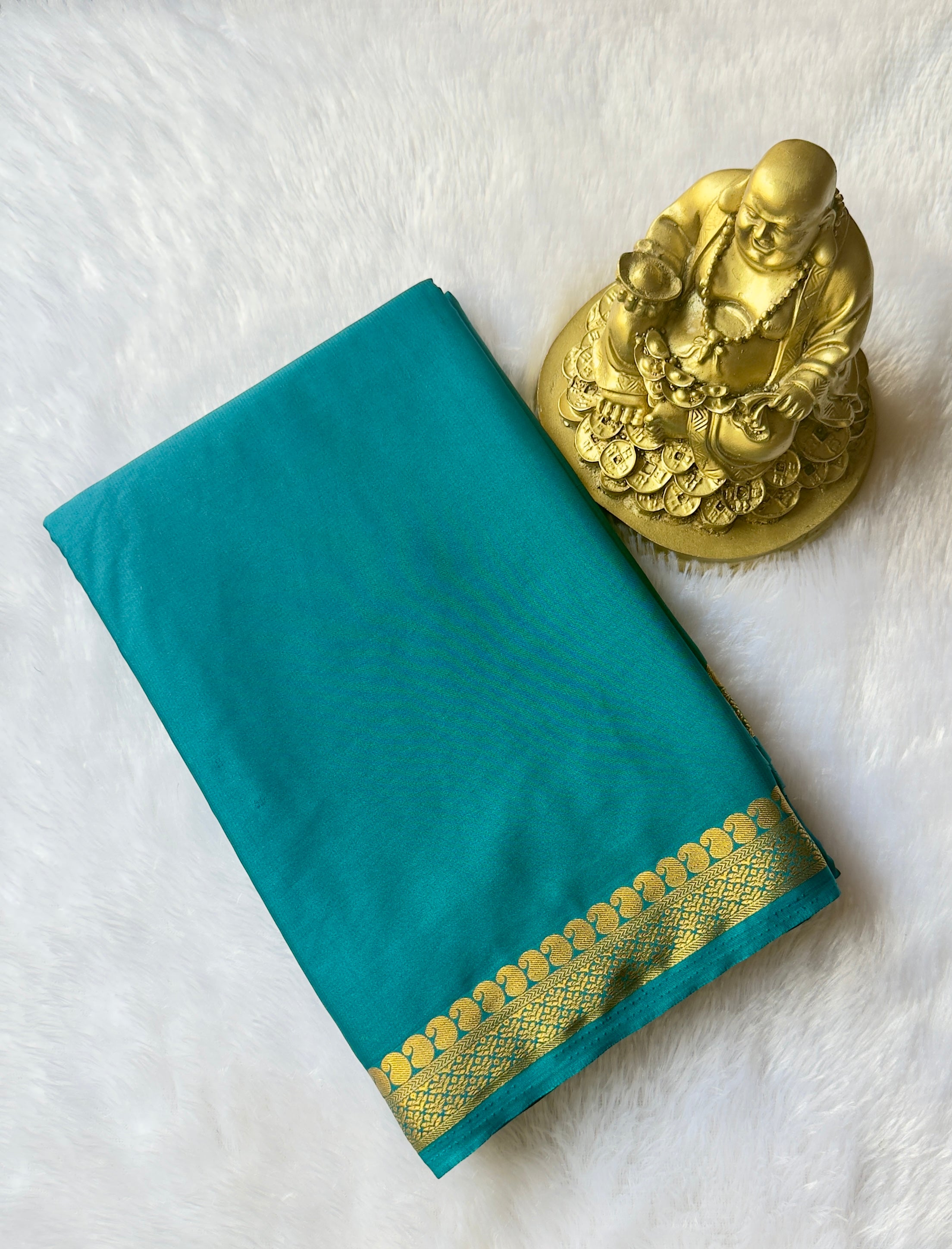 Semi Mysore Silk Mango Floral Piping Border