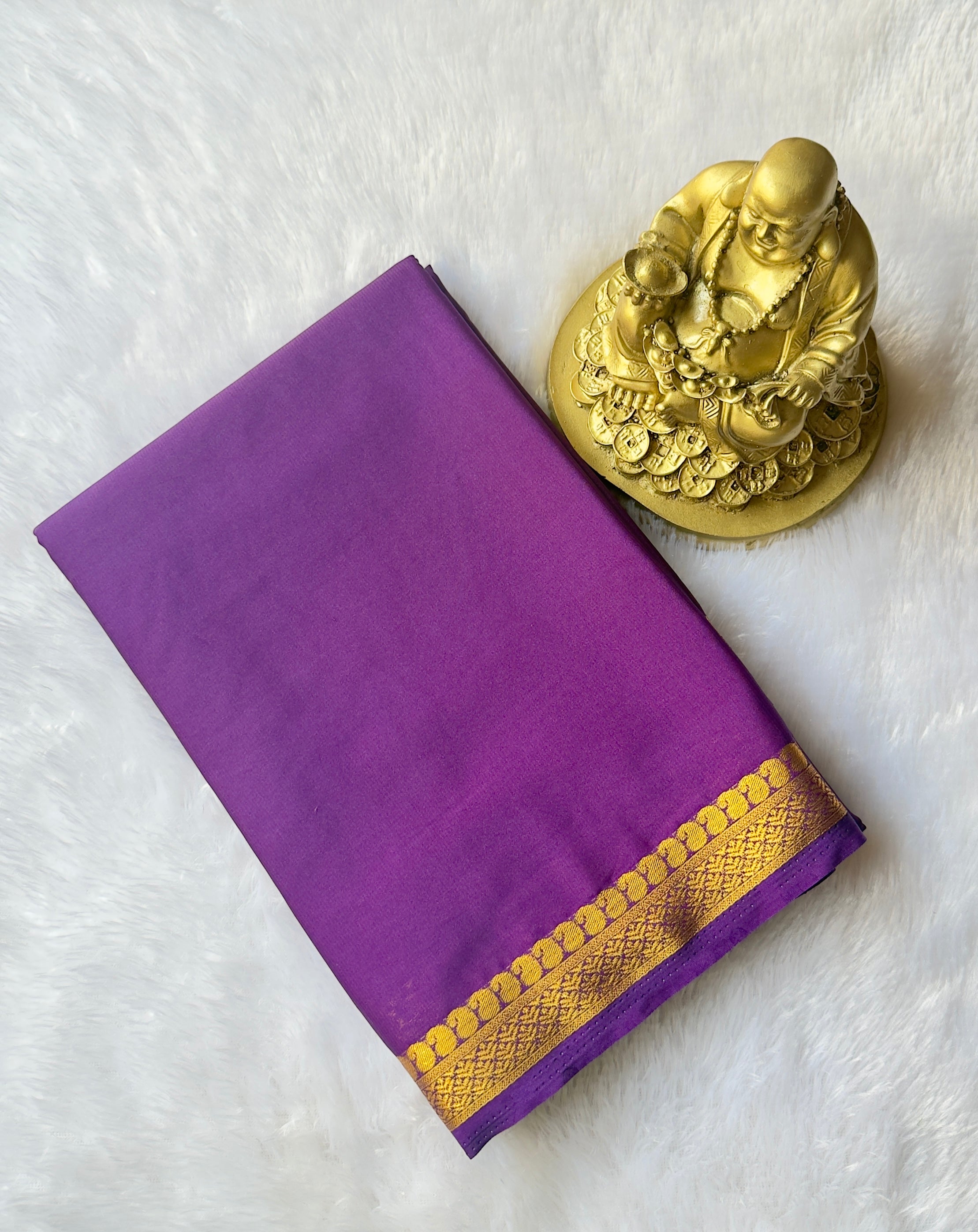 Semi Mysore Silk Mango Floral Piping Border