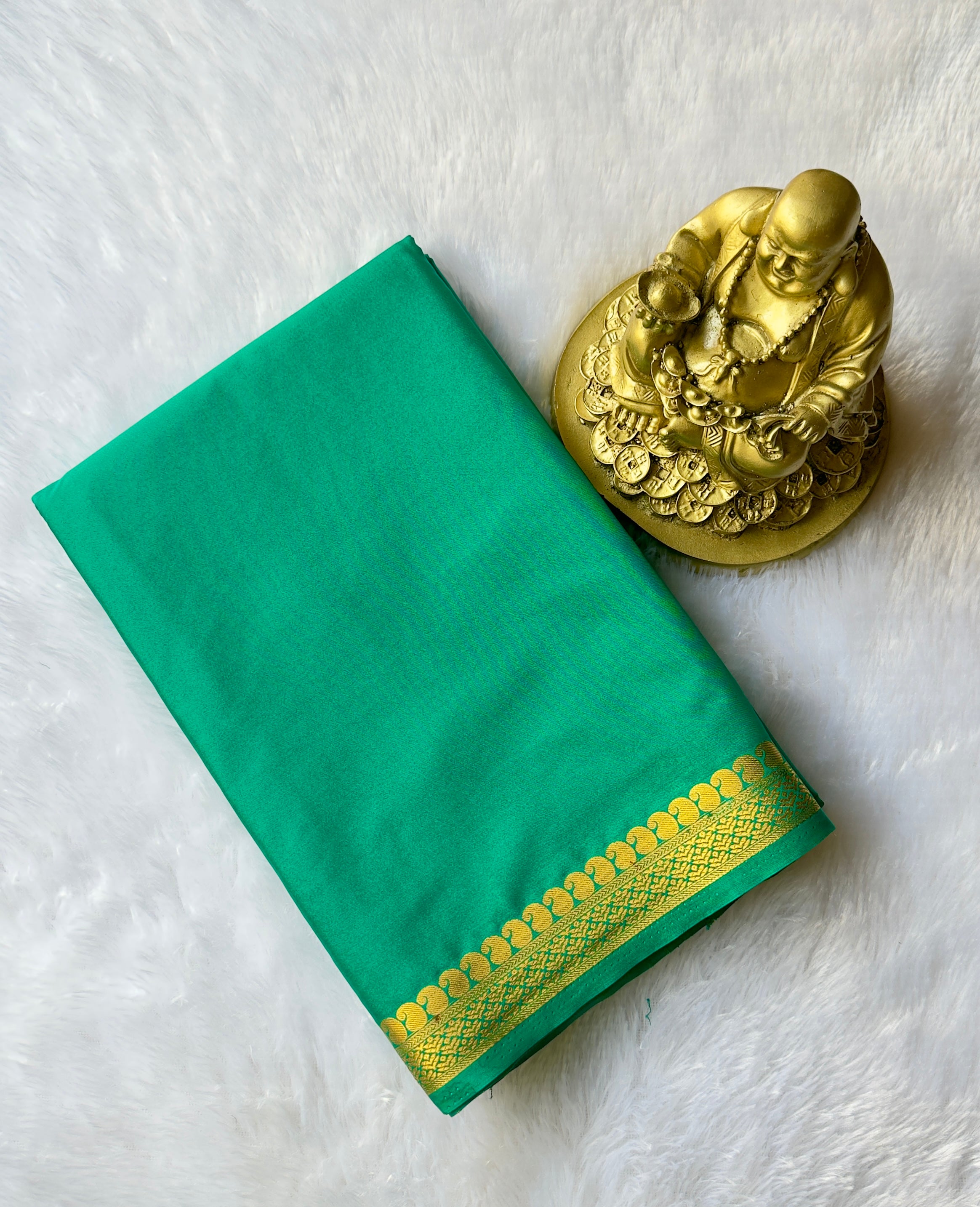 Semi Mysore Silk Mango Floral Piping Border