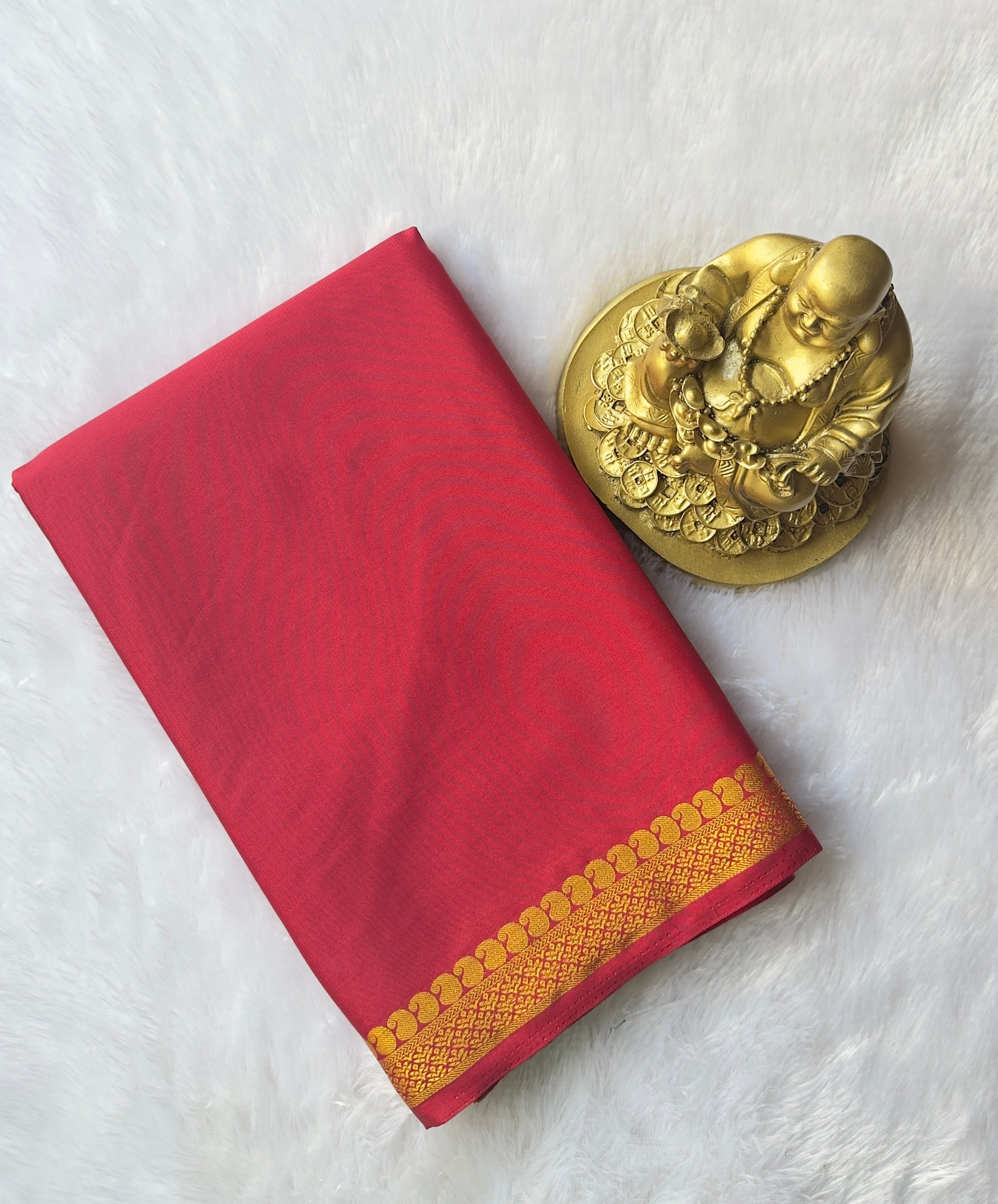 Semi Mysore Silk Mango Floral Piping Border