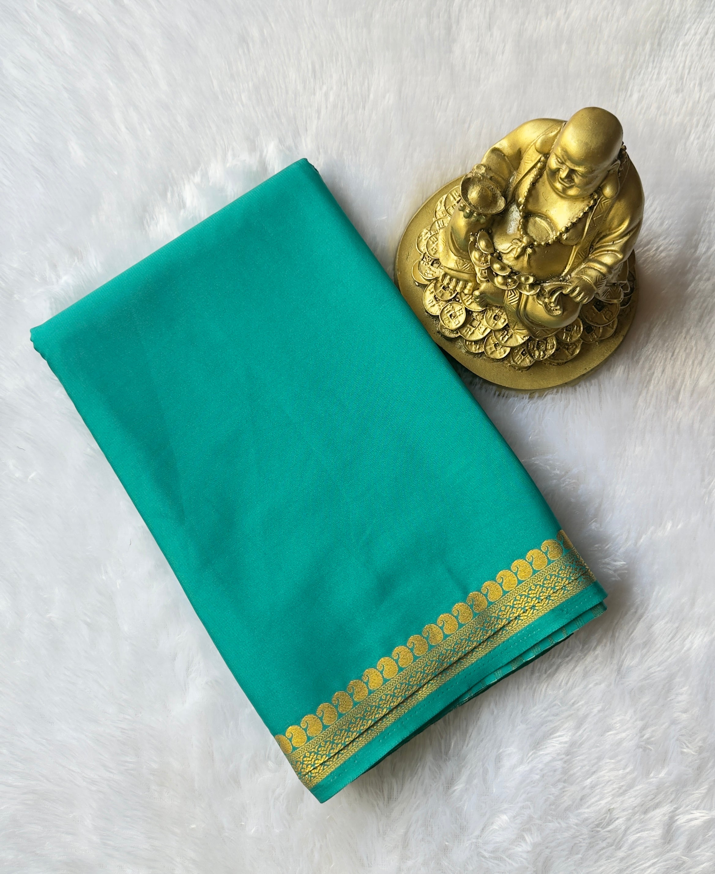 Semi Mysore Silk Mango Floral Piping Border