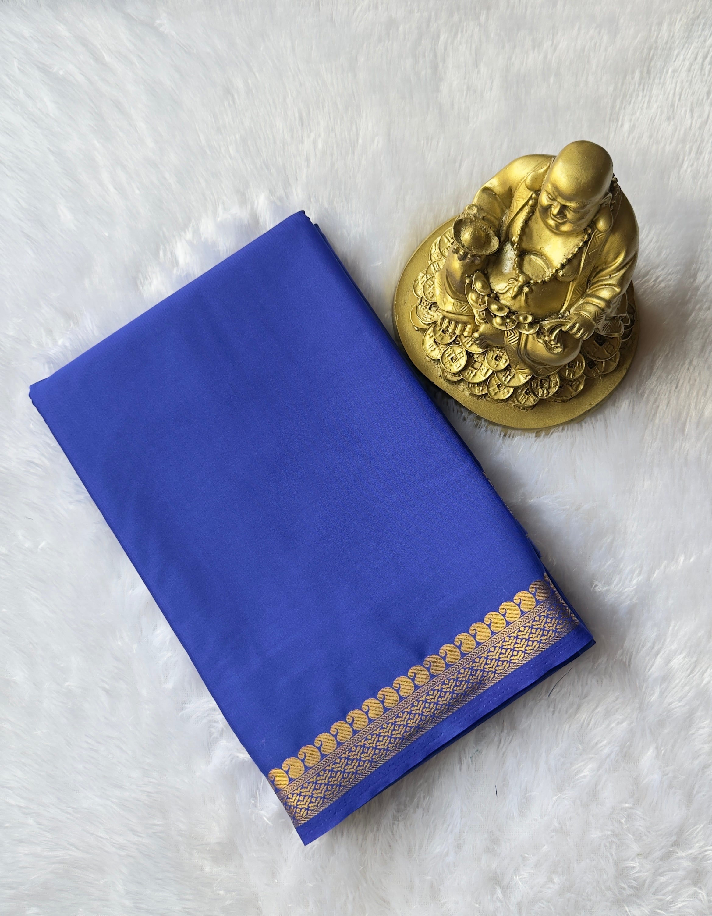 Semi Mysore Silk Mango Floral Piping Border