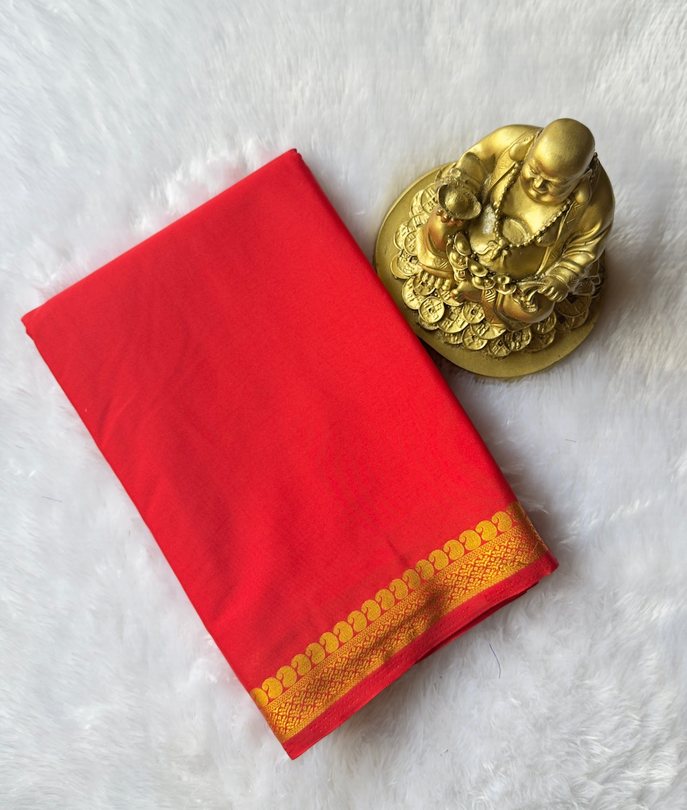 Semi Mysore Silk Mango Floral Piping Border