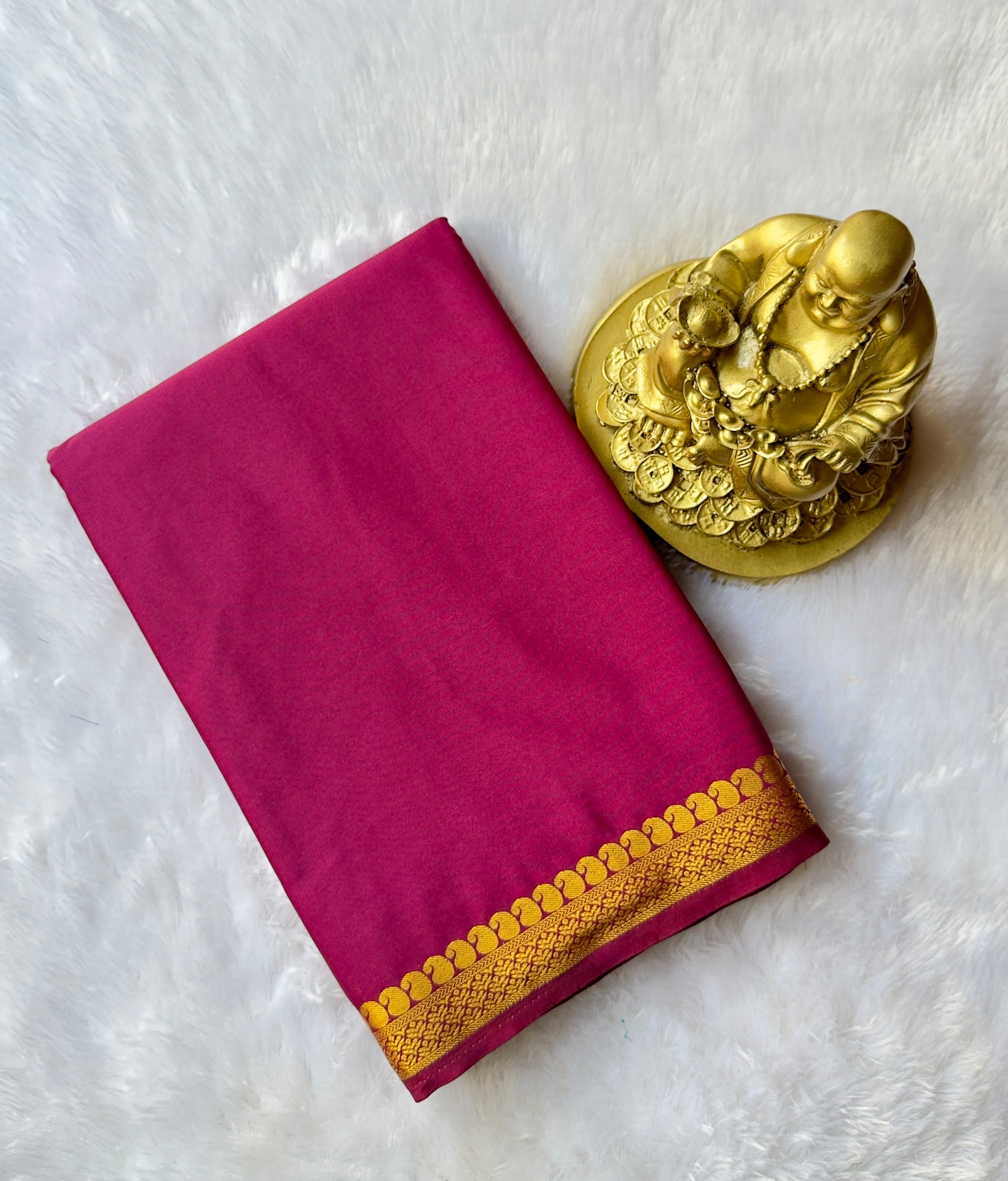 Semi Mysore Silk Mango Floral Piping Border