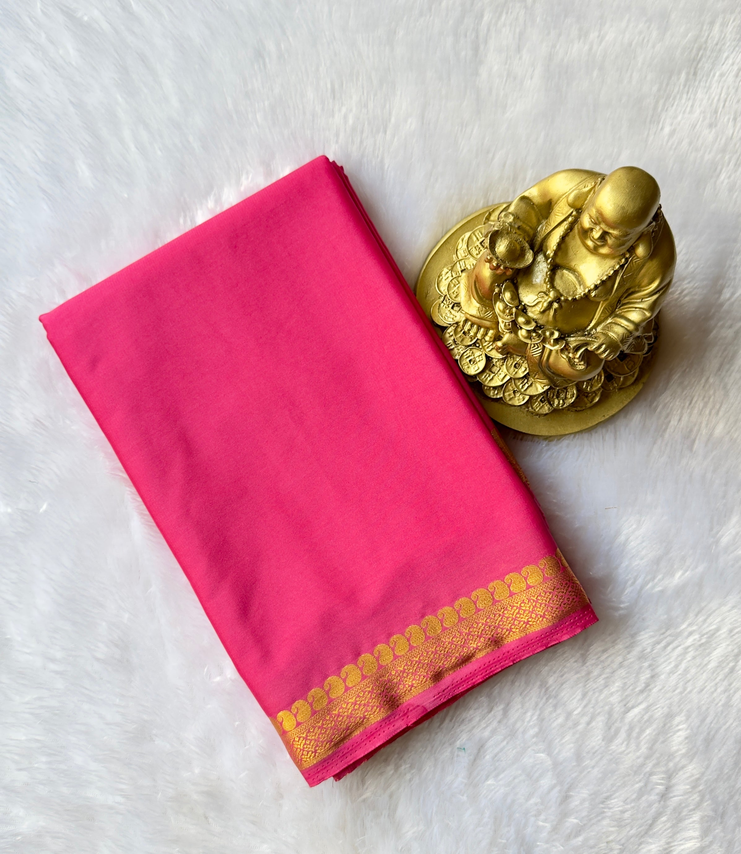 Semi Mysore Silk Mango Floral Piping Border