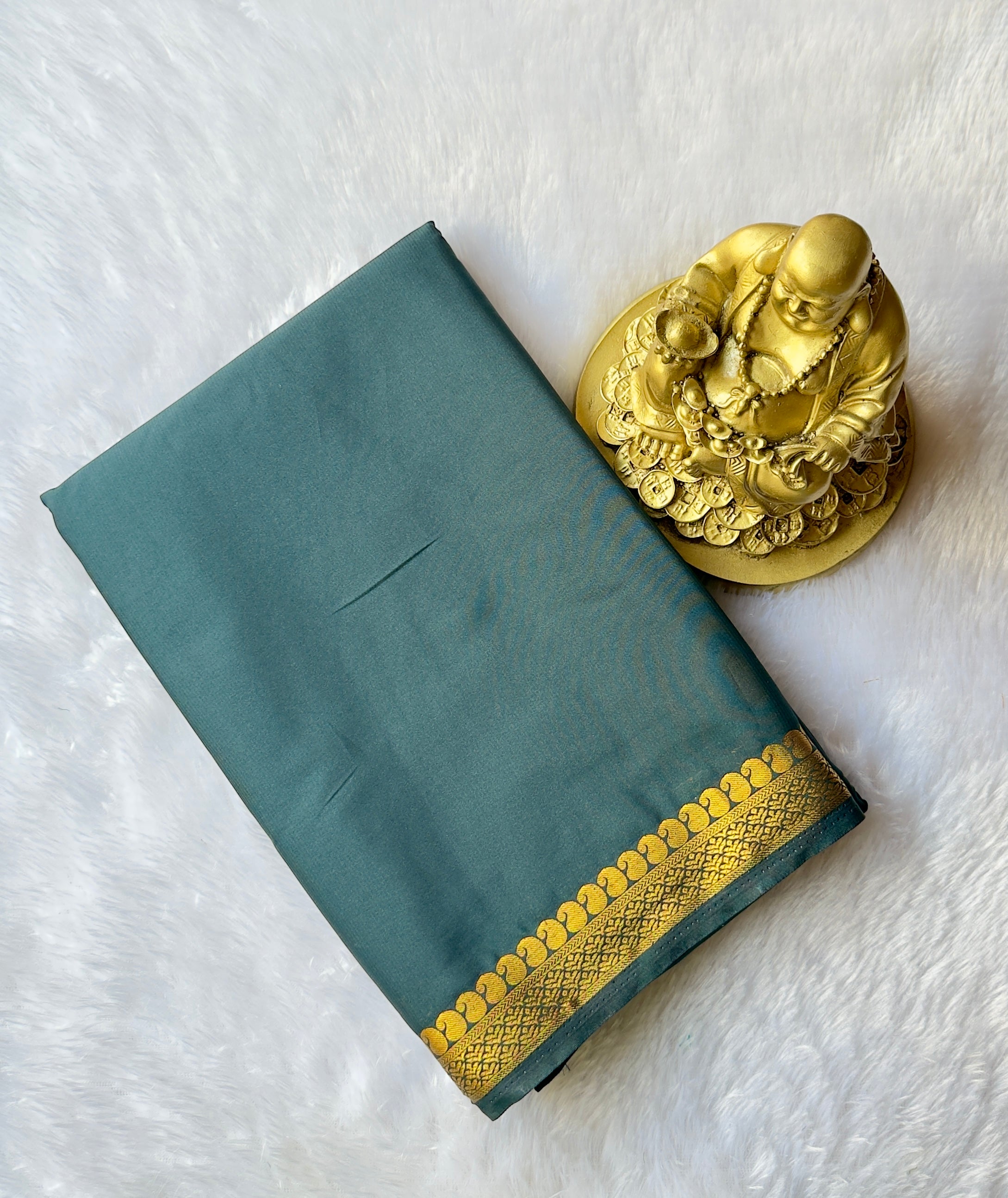 Semi Mysore Silk Mango Floral Piping Border