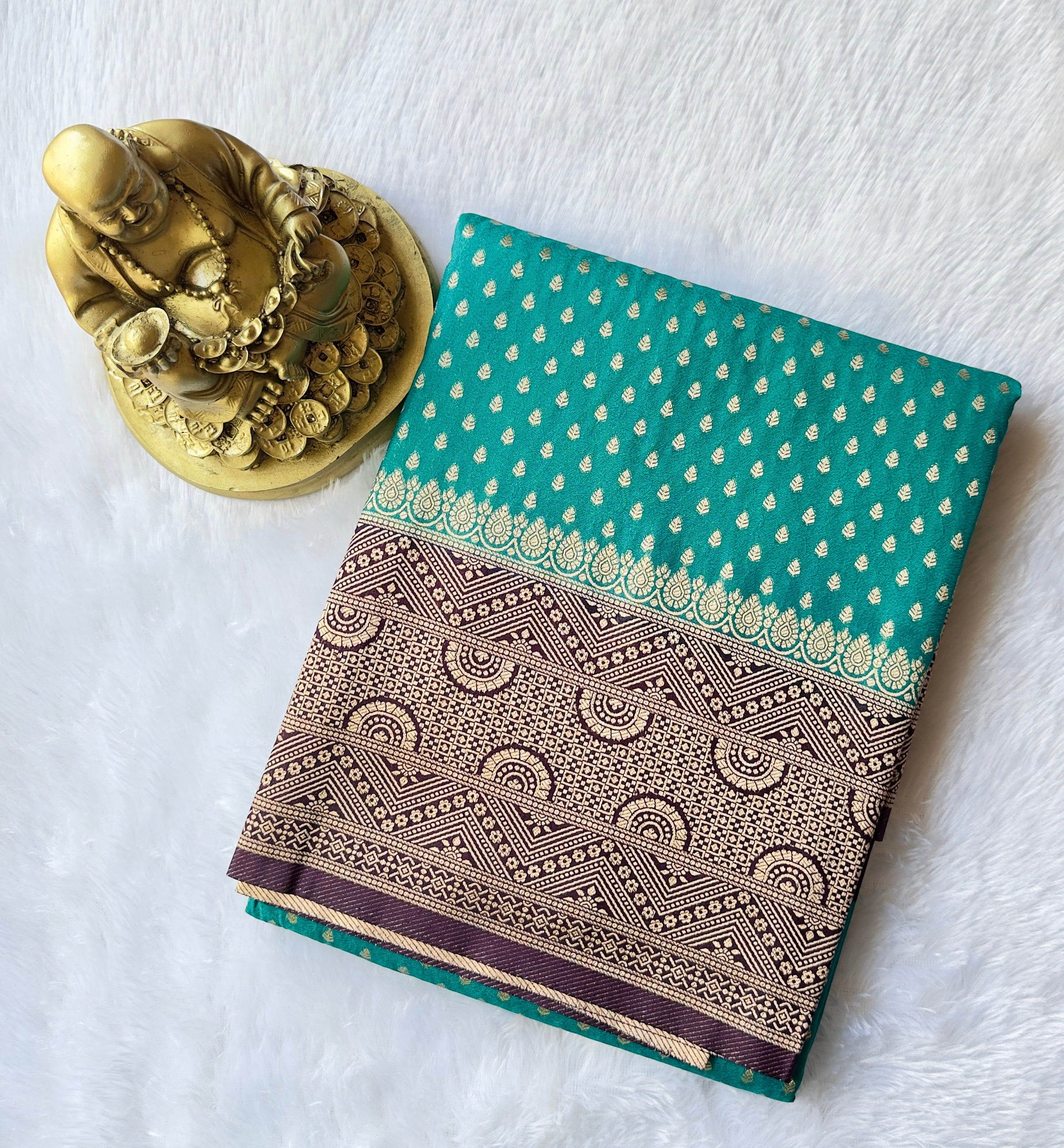 Georgette Butta Body with Geometric Temple Border