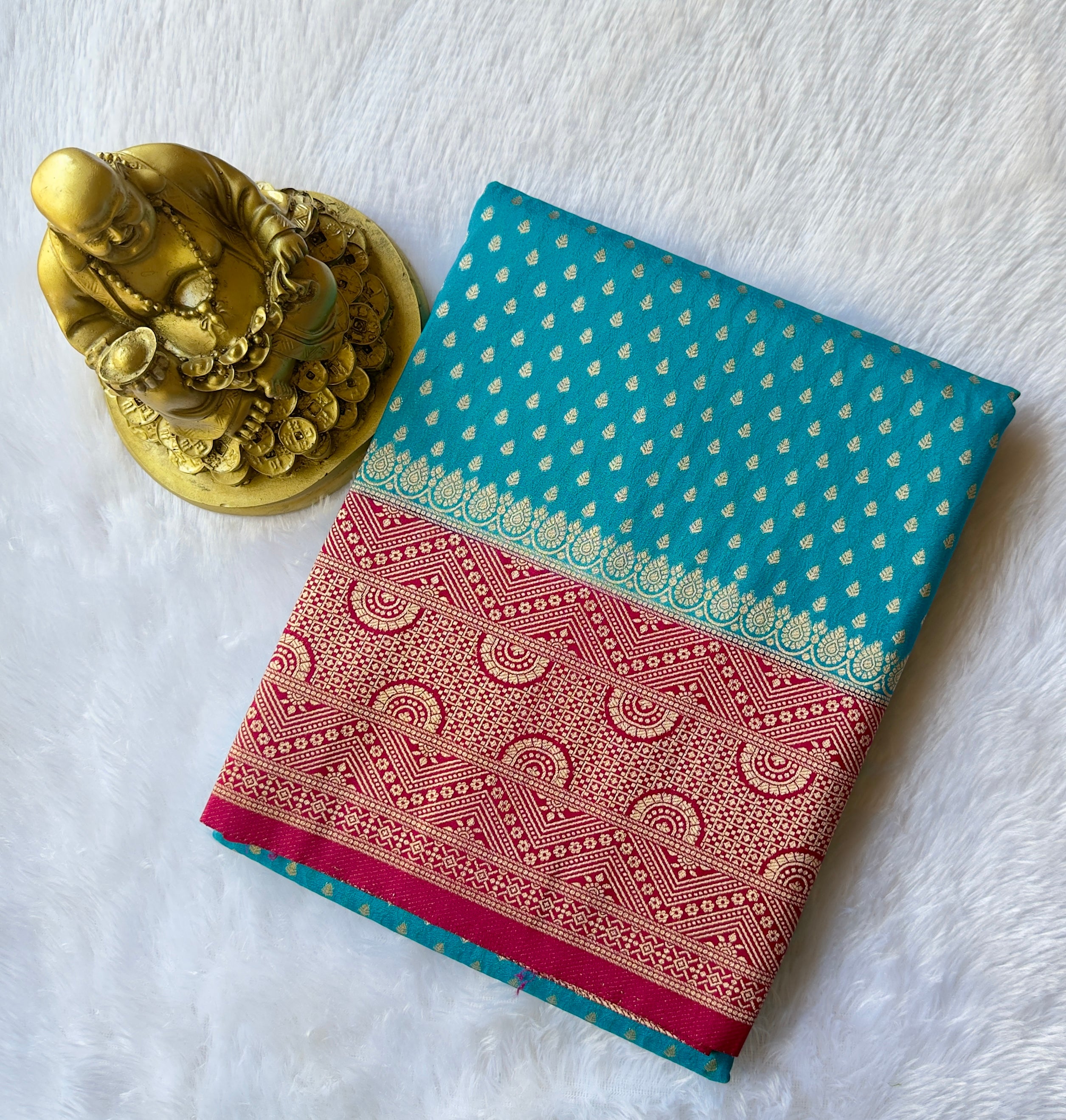 Georgette Butta Body with Geometric Temple Border