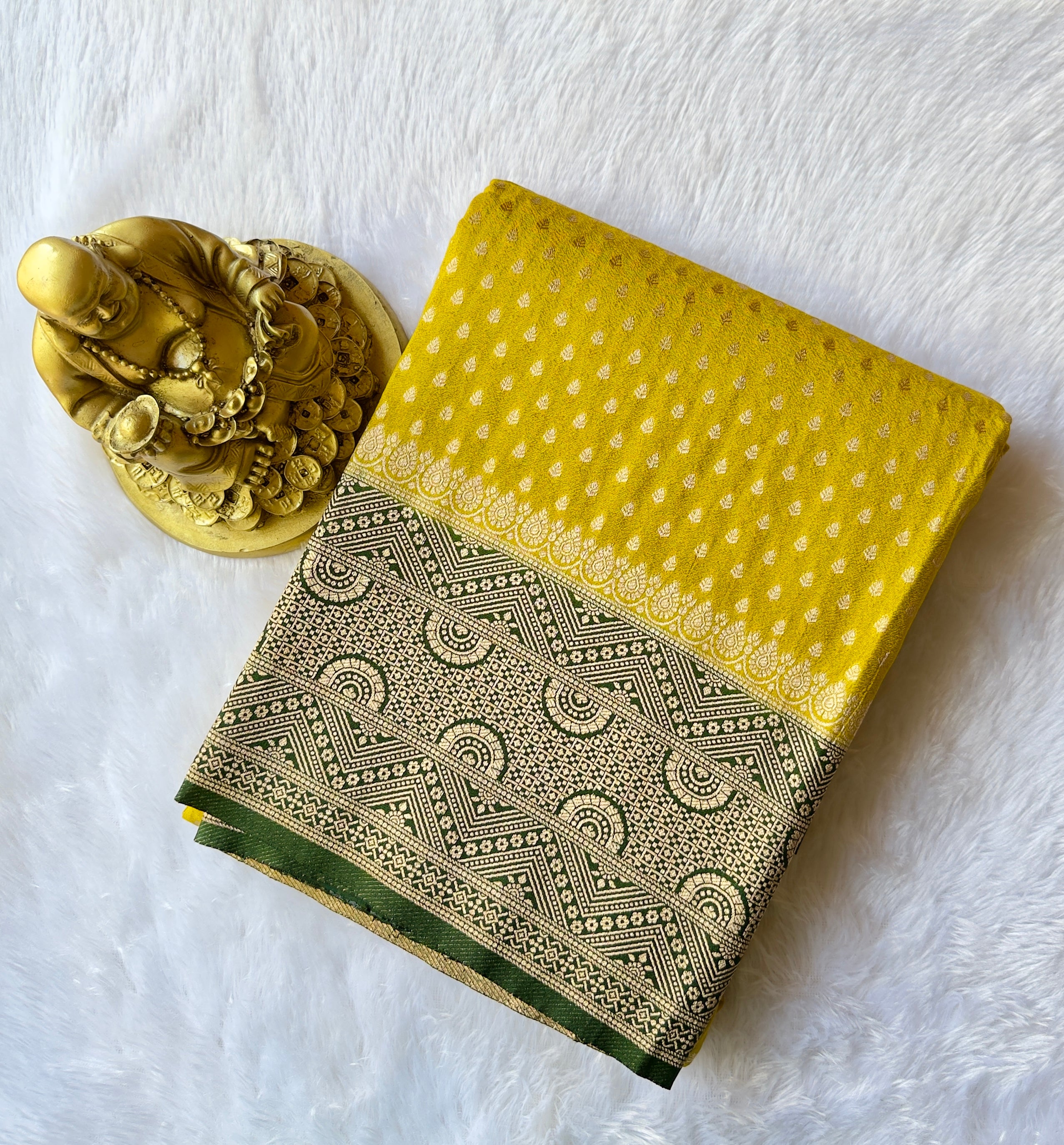 Georgette Butta Body with Geometric Temple Border