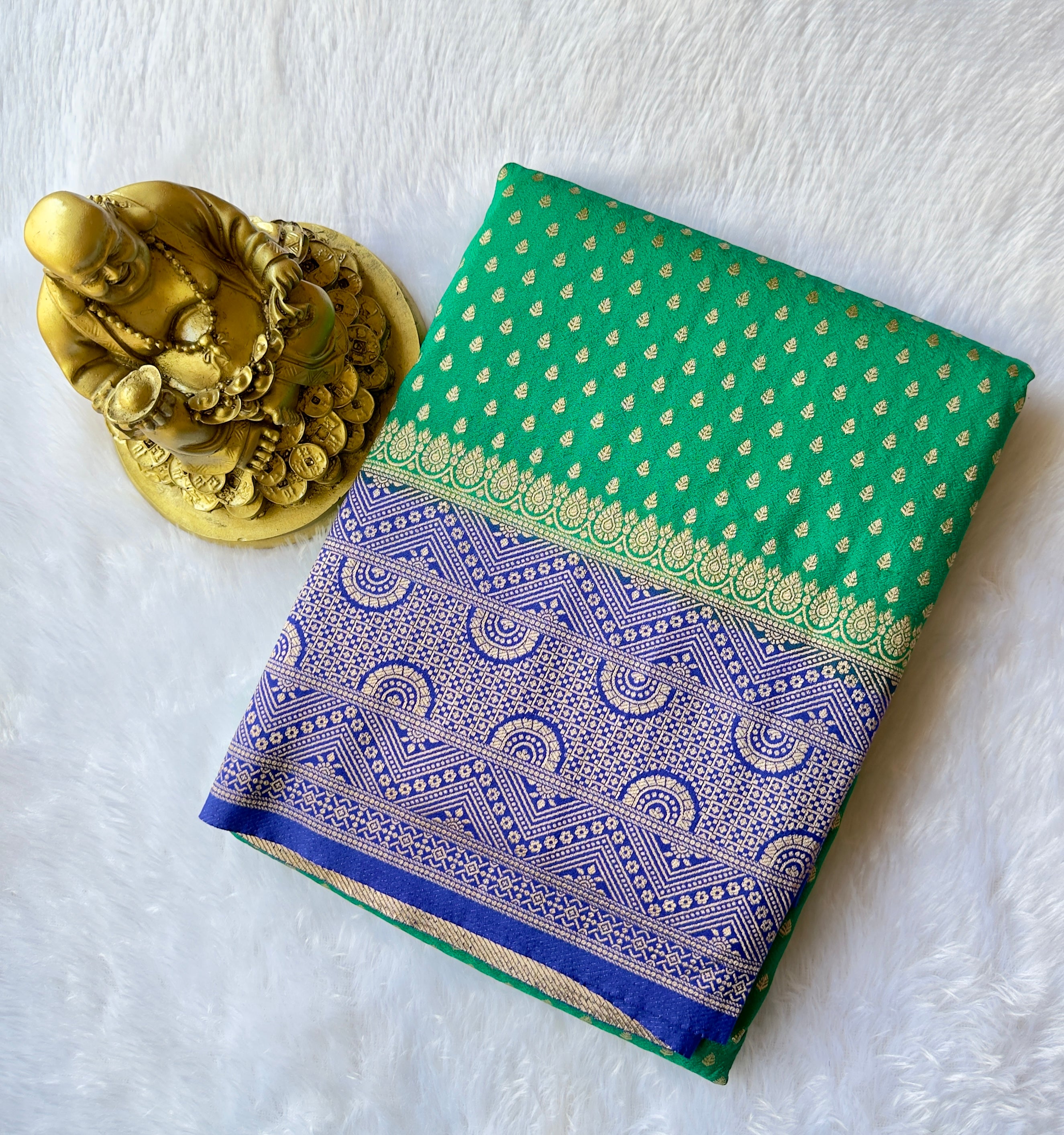 Georgette Butta Body with Geometric Temple Border