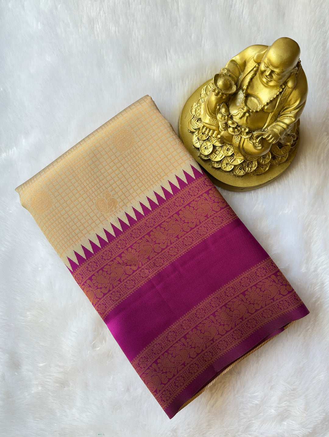 Semi Kanchi Checks with pecock butta and Mayura Bentex Border