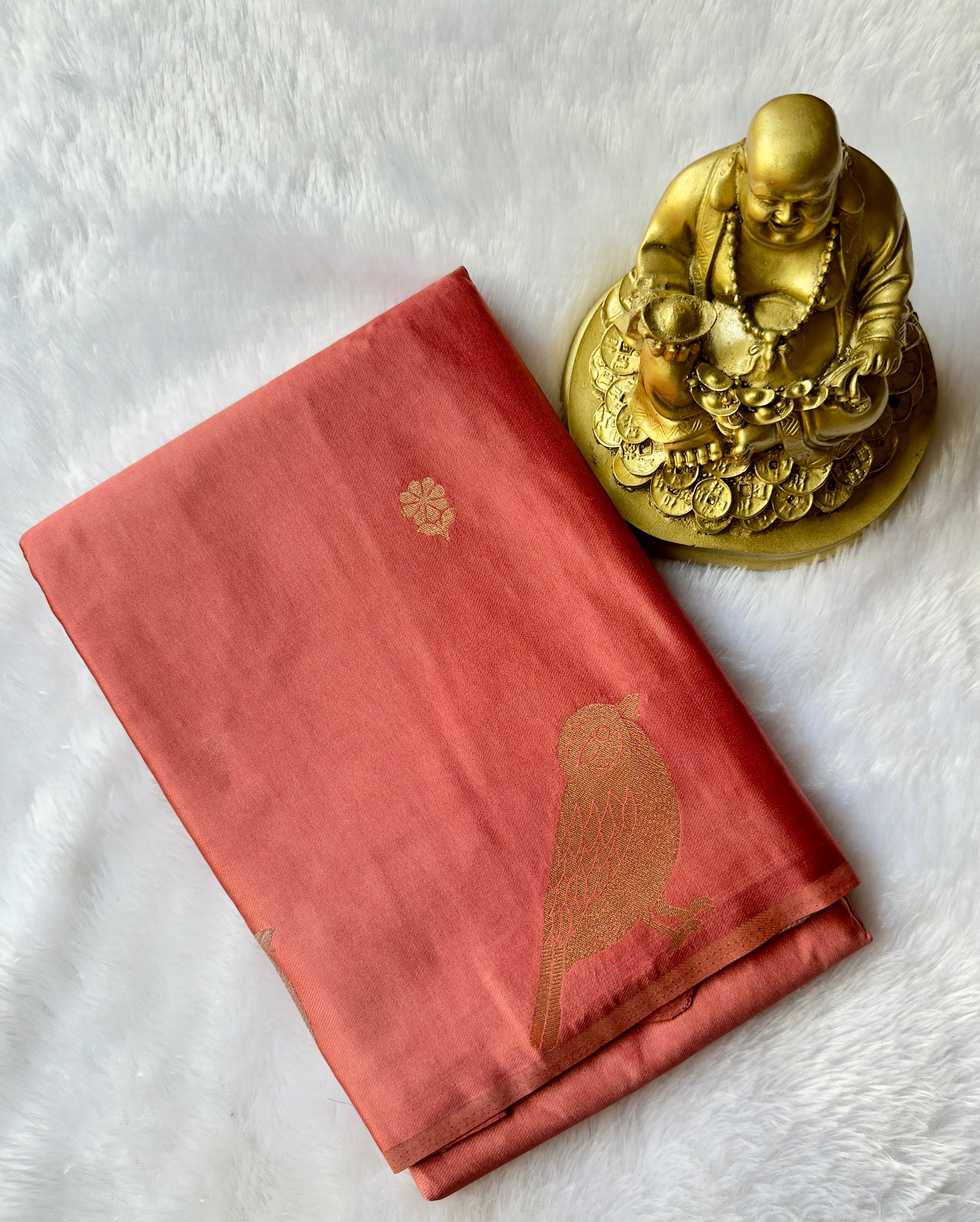 Satin Flower Butta Body with Parrot Motif Border