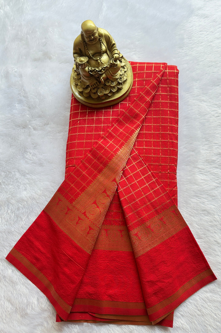 Georgette Crepe Checks weaving Rich Pallu