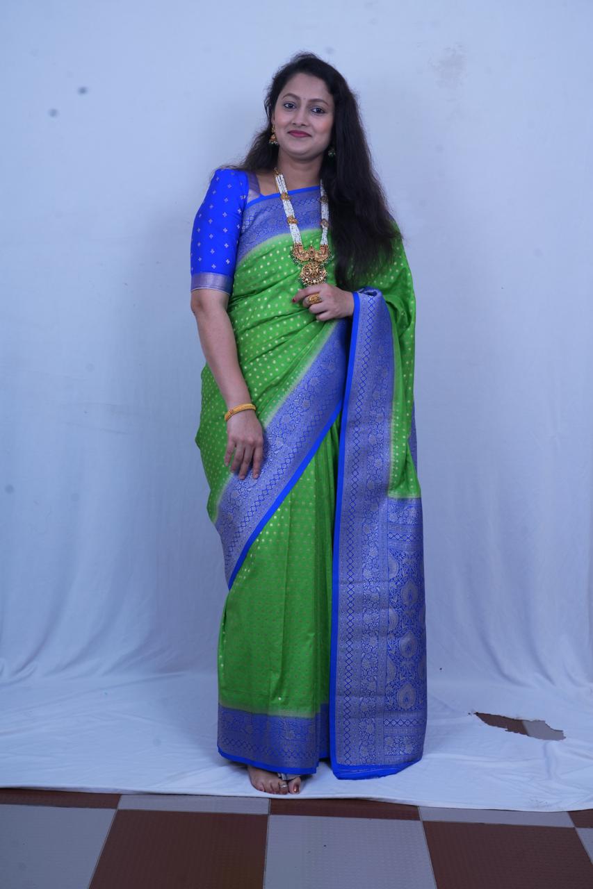 Green & Purple Semi Silk