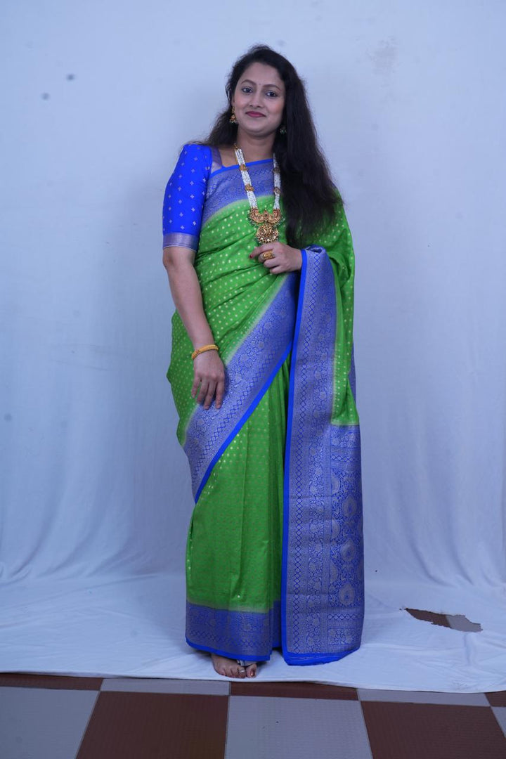 Green & Purple Semi Silk