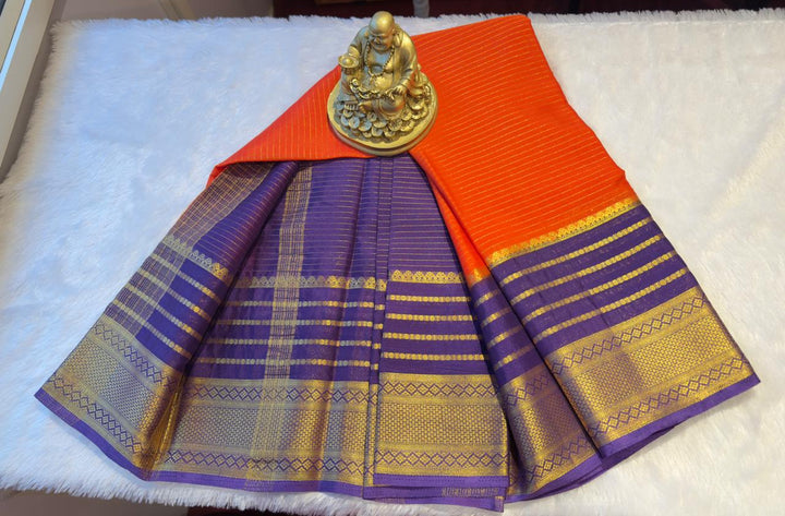 Semi Mysore Silk Saree with Stripes