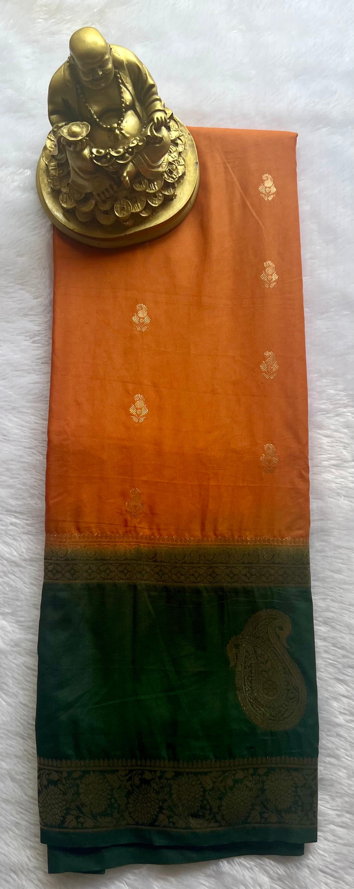 Semi Mysore Silk Mango Butta with Mango Motif Border