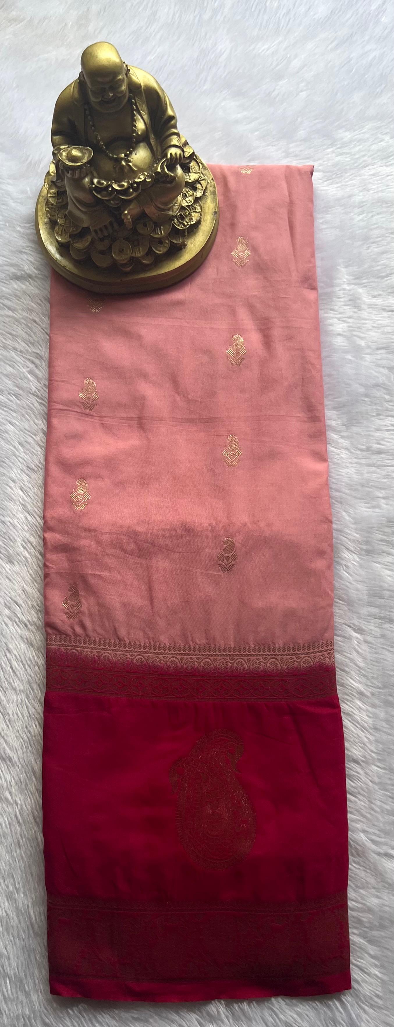 Semi Mysore Silk Mango Butta with Mango Motif Border