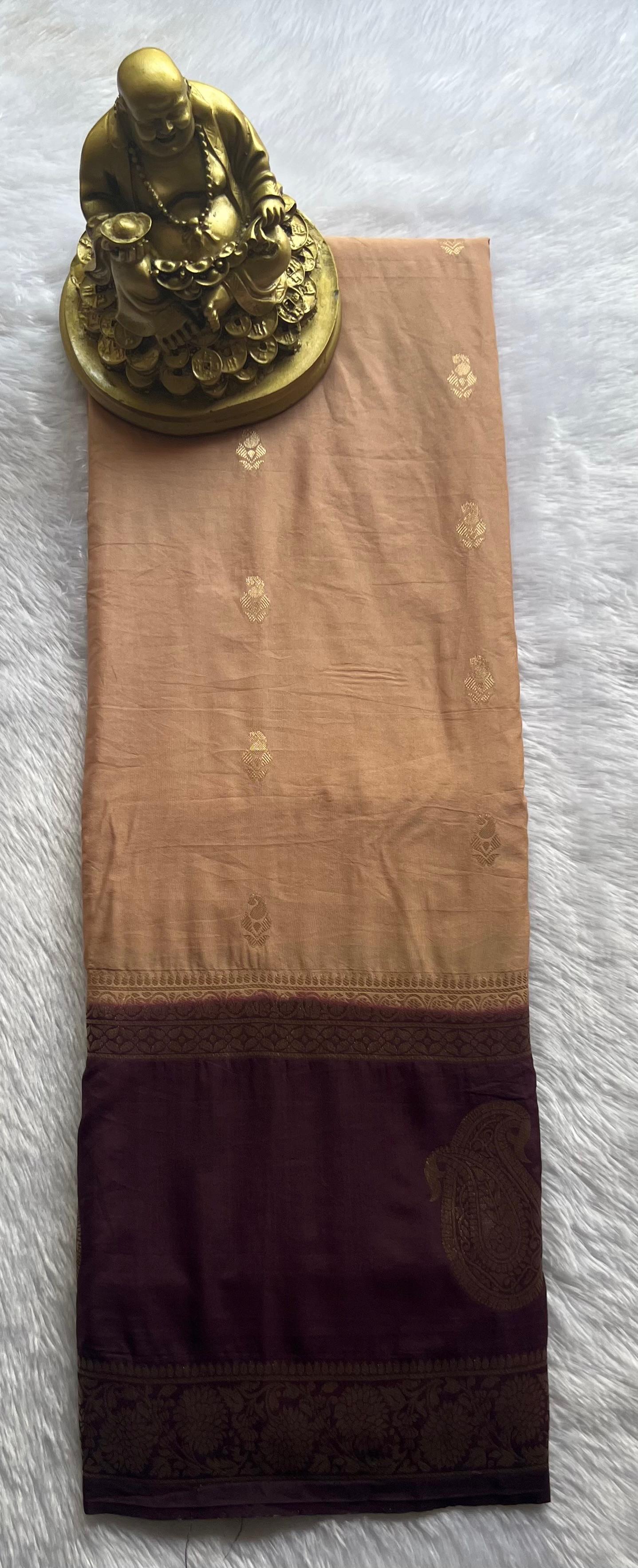 Semi Mysore Silk Mango Butta with Mango Motif Border