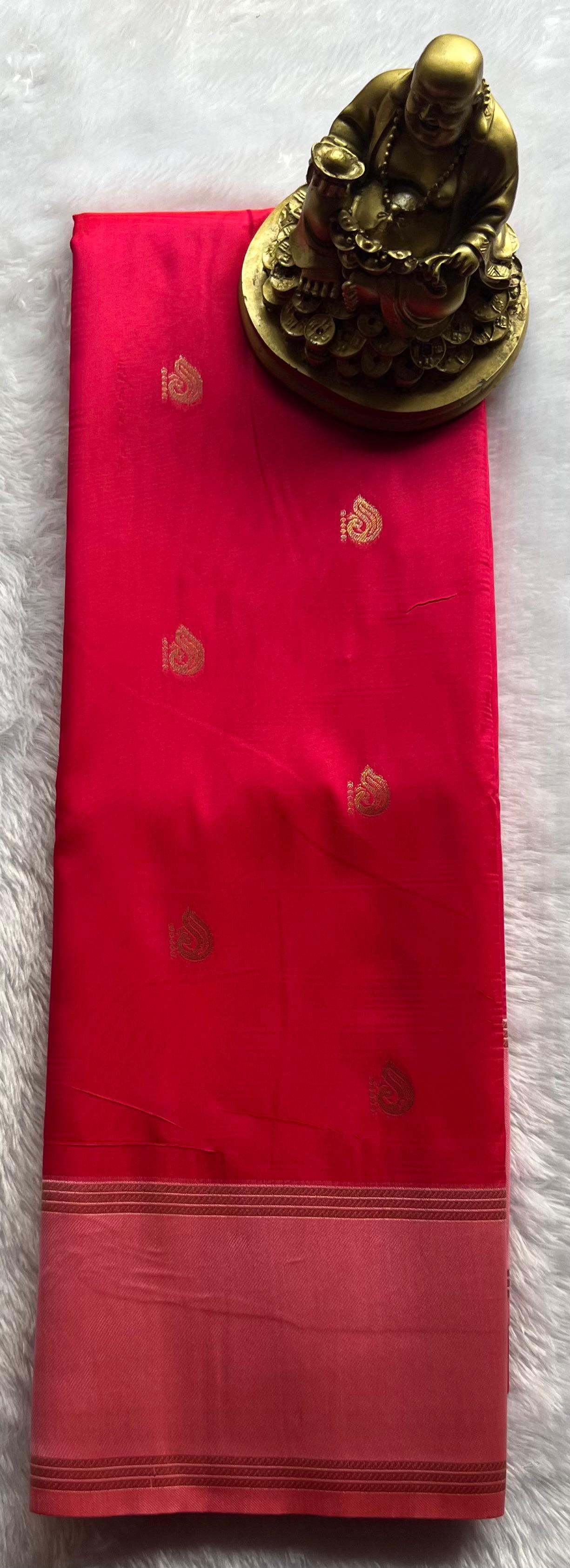 Semi Kanchi Silk Peacock butta Small betex border