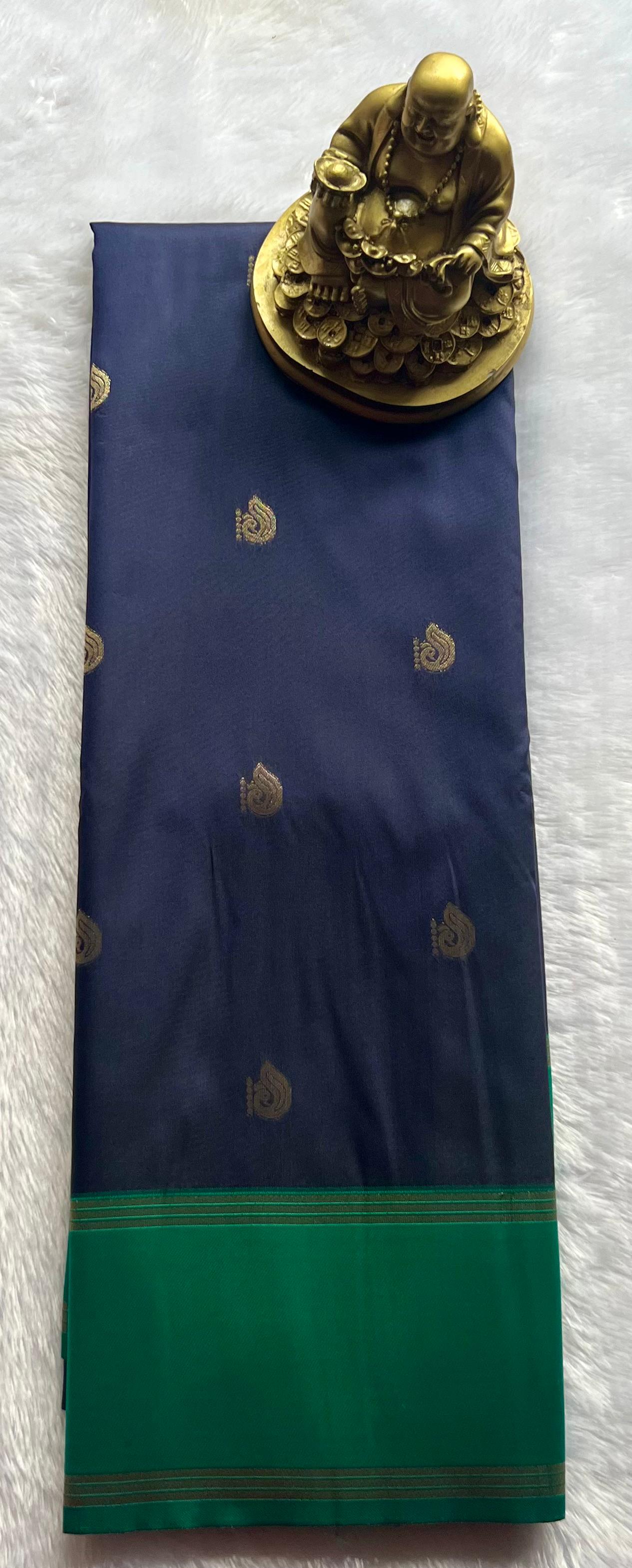 Semi Kanchi Silk Peacock butta Small betex border