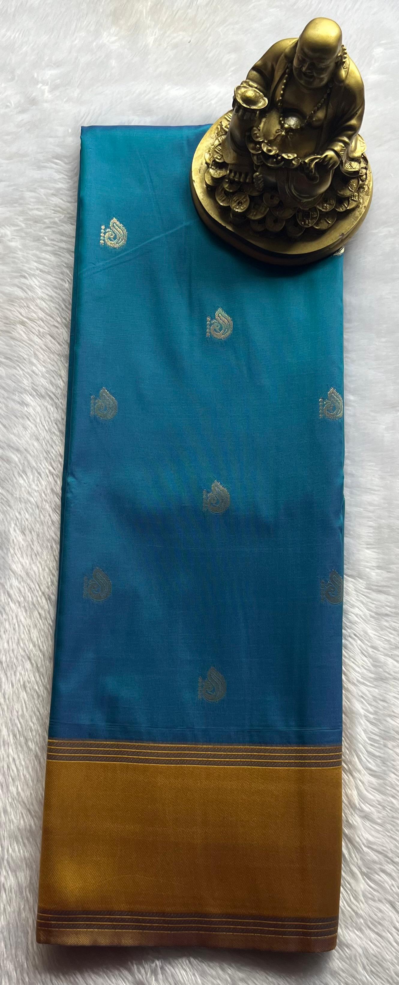 Semi Kanchi Silk Peacock butta Small betex border