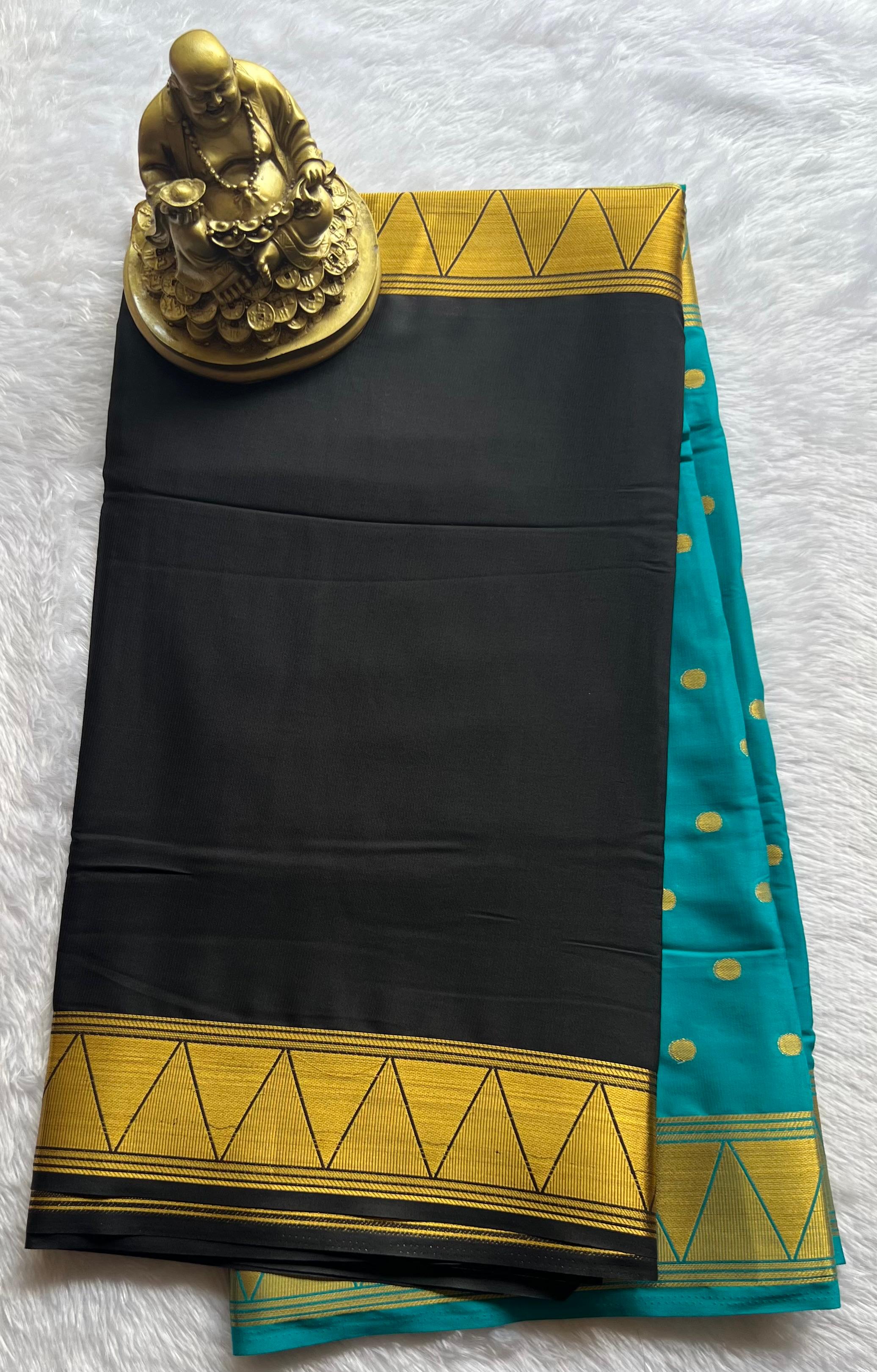 Semi Mysore Silk Half and Half with butta n Temple Border
