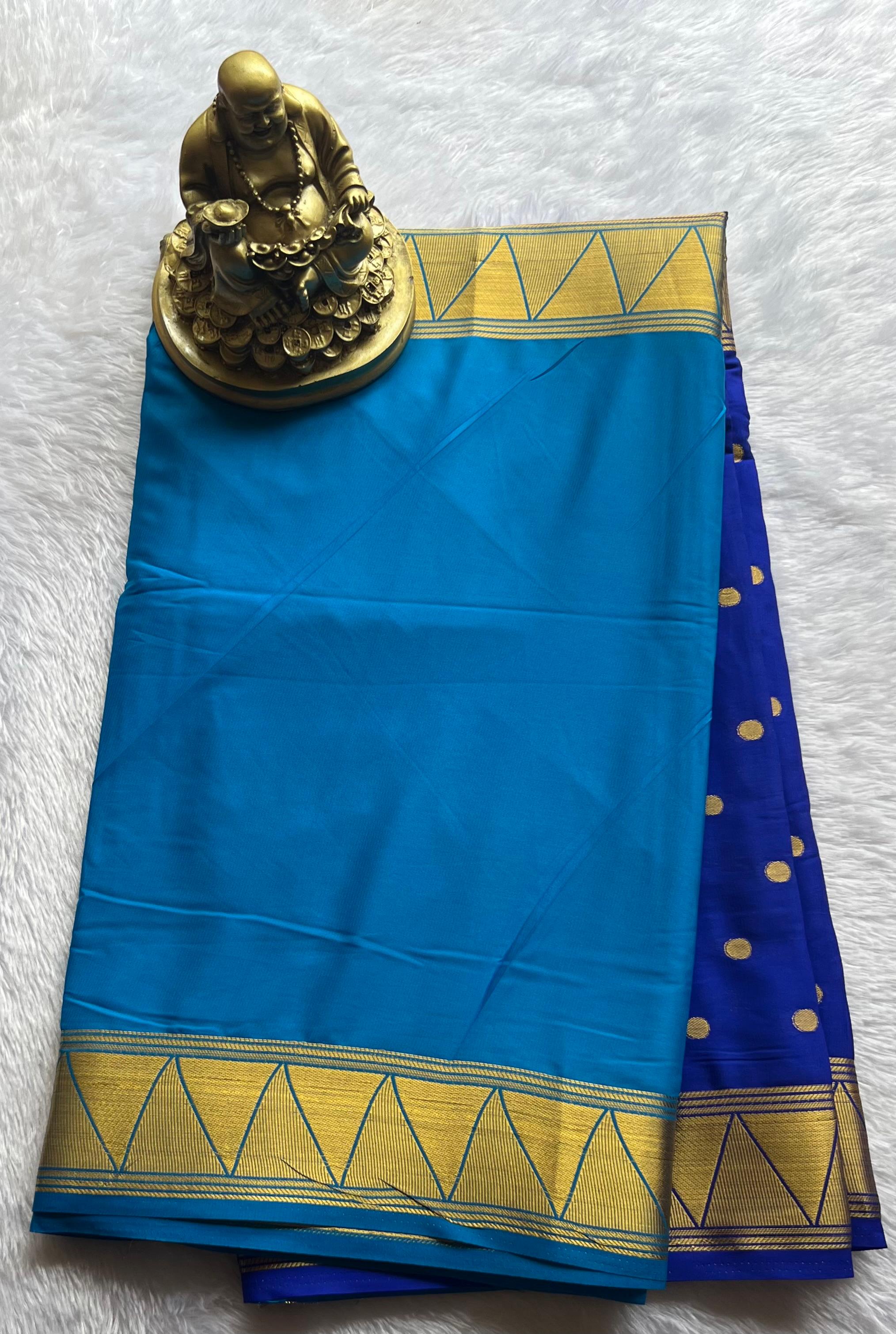 Semi Mysore Silk Half and Half with butta n Temple Border