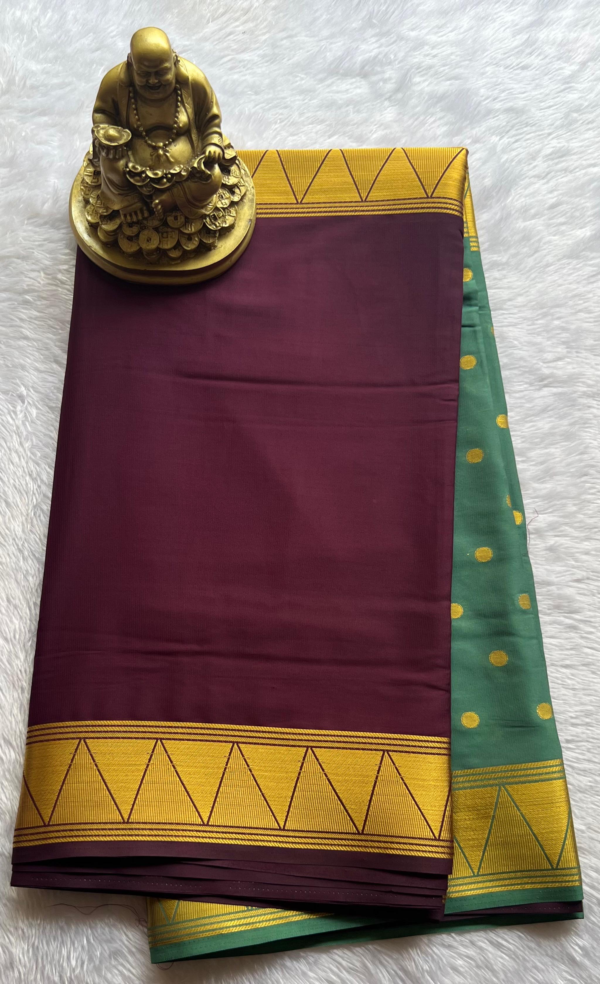 Semi Mysore Silk Half and Half with butta n Temple Border